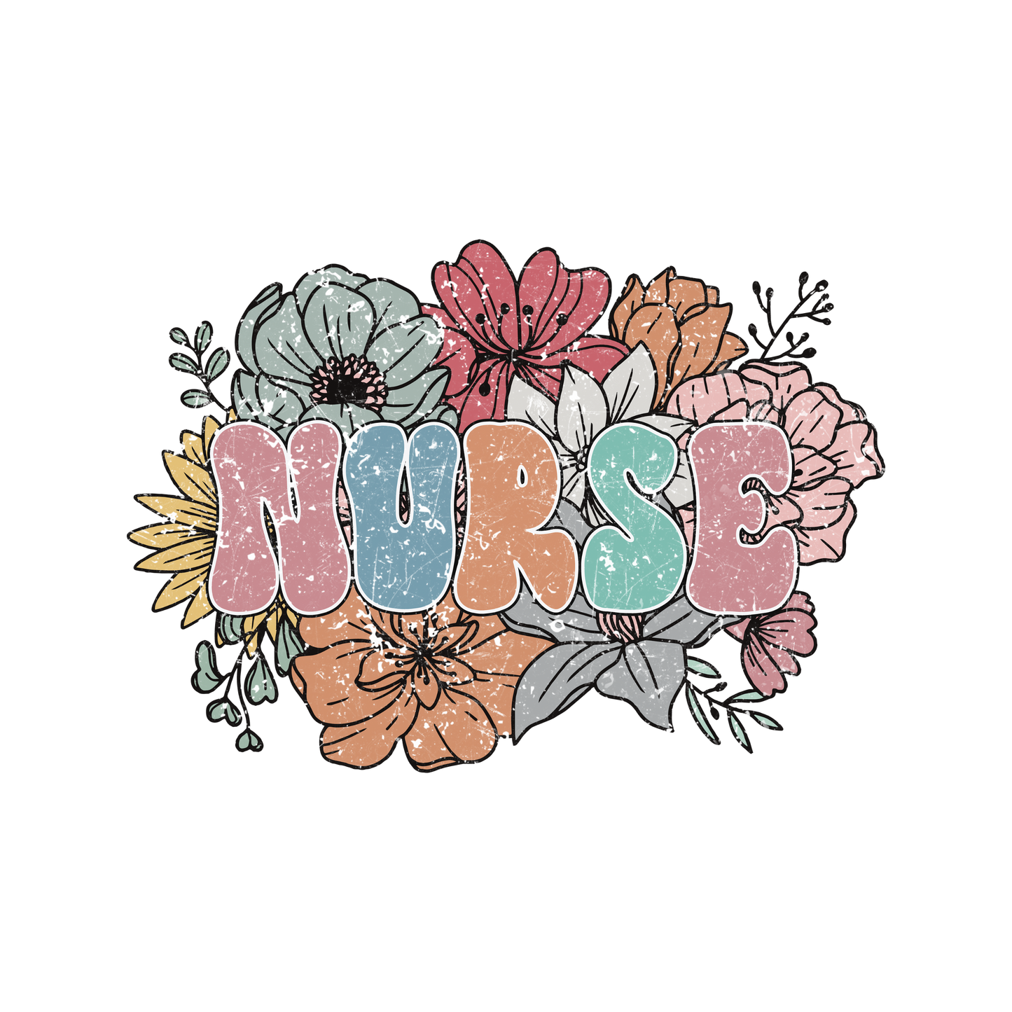 Retro floral nurse png