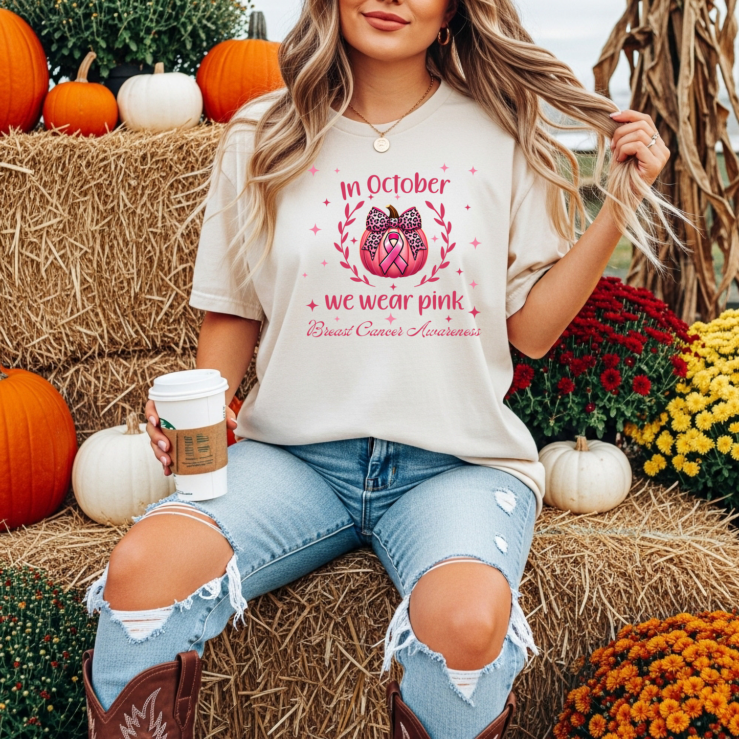 In October we wear pink Breast Cancer Awareness Unisex T-Shirt