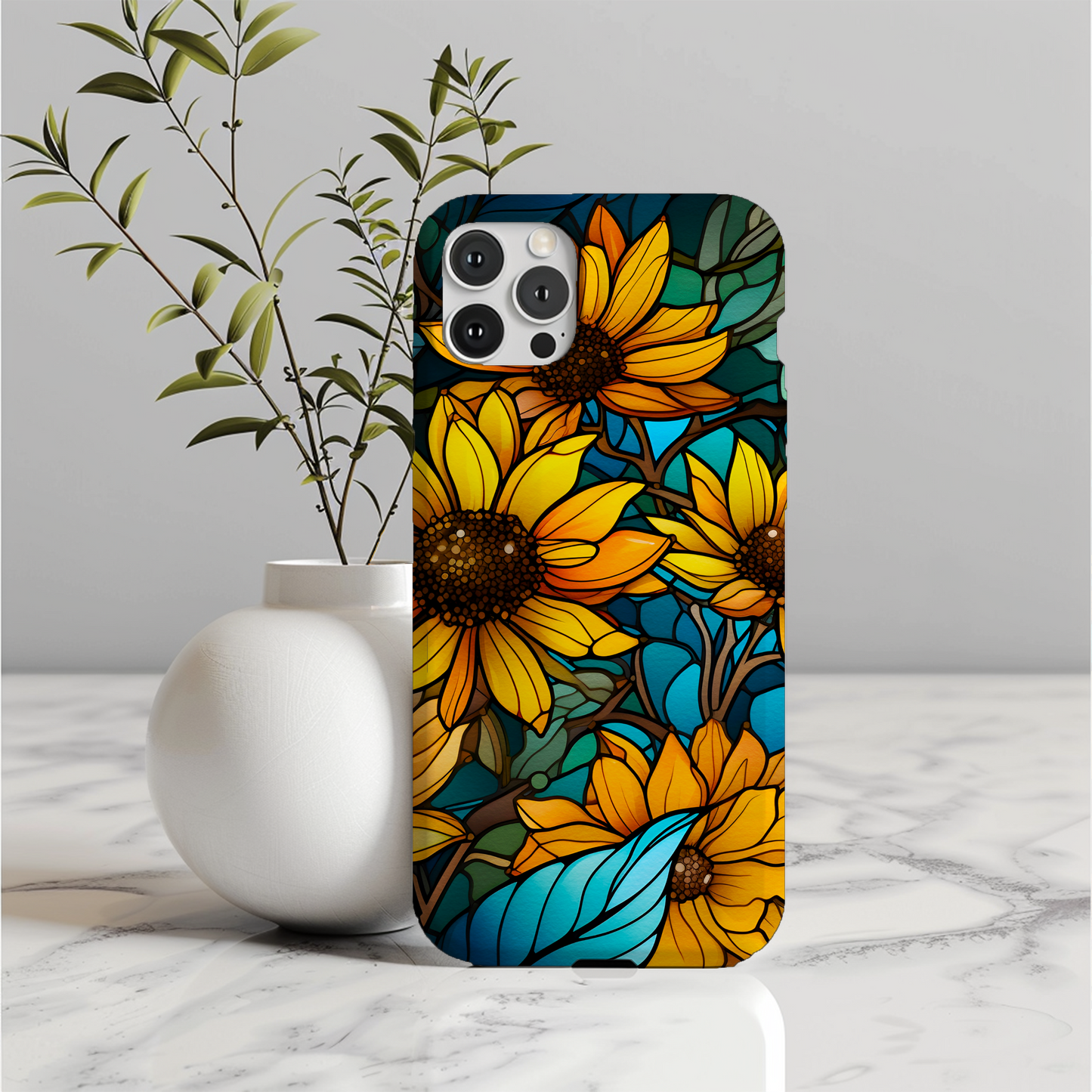 Phone Case - Sunflower Stained Glass Effect Tough Case