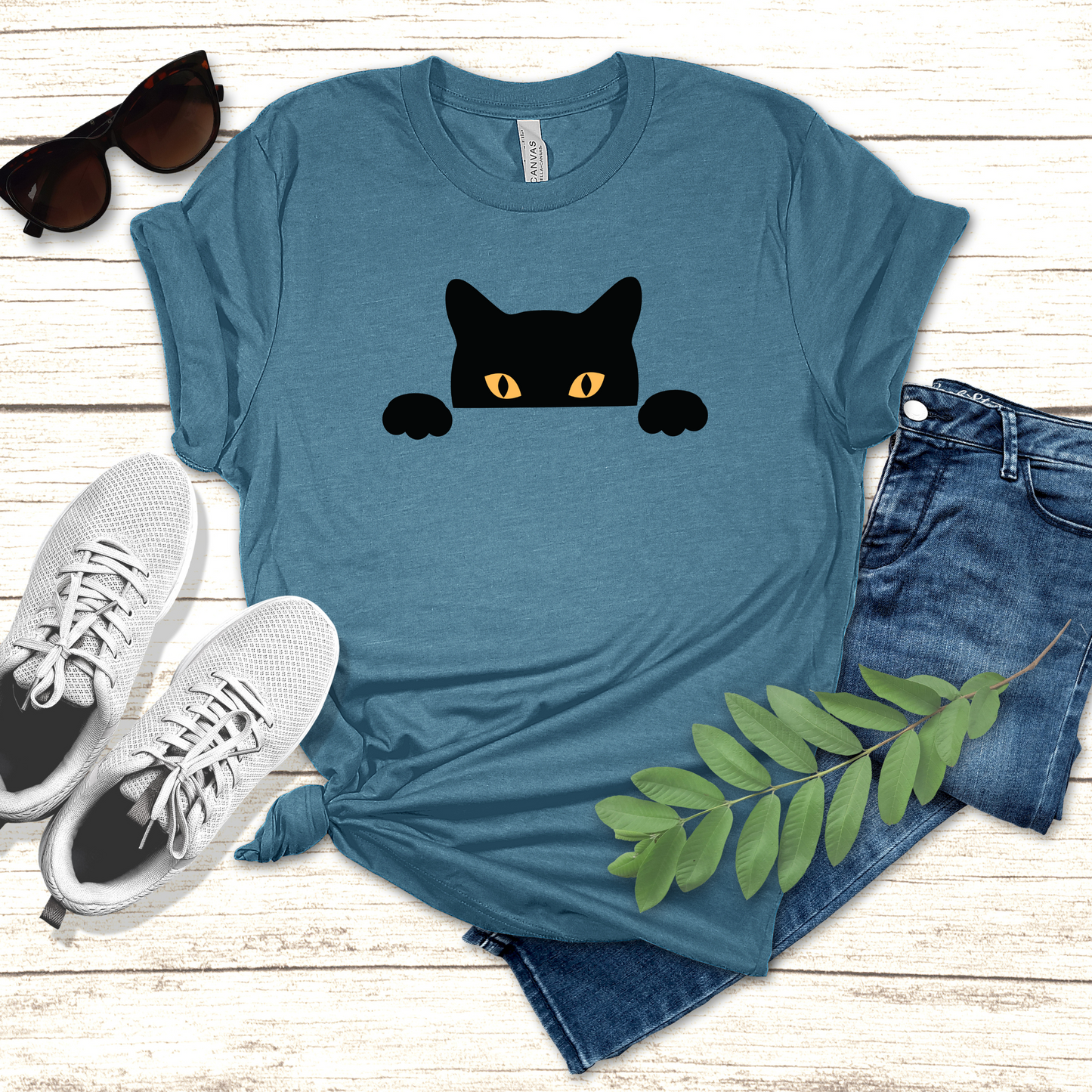 Peeking Black Cat Tee