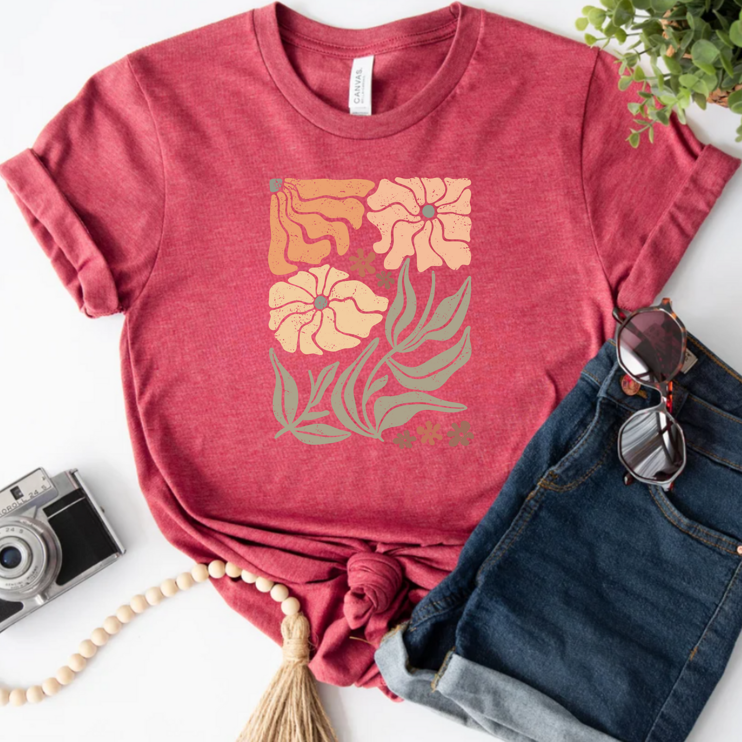 Floral Print Unisex Jersey Tee - Perfect for Spring & Summer