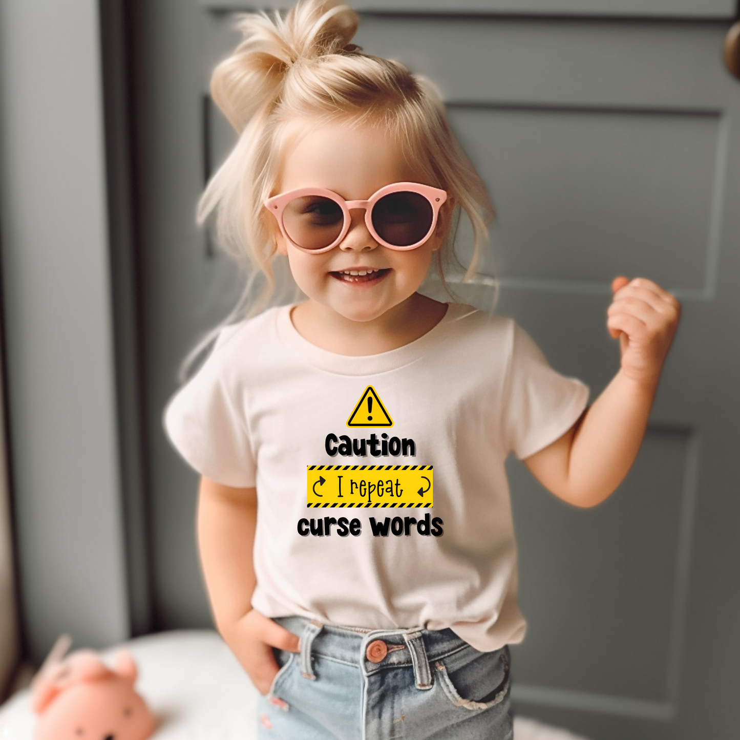 Toddler Tee - Caution, I Repeat Curse Words Design