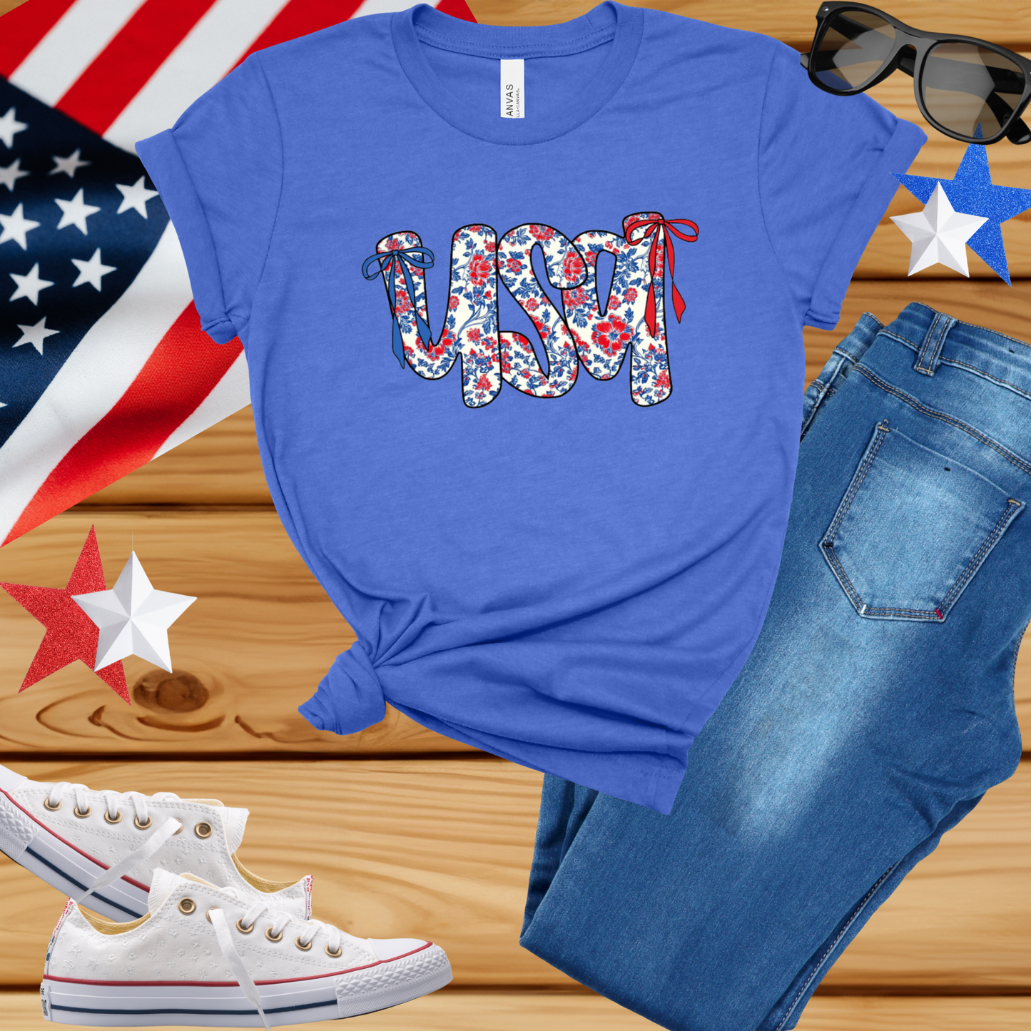 Floral USA Tee