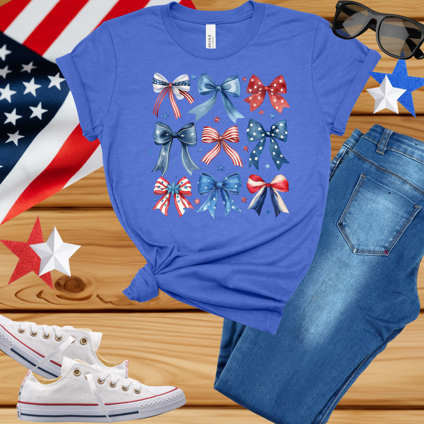 T-Shirt Patriotic Bows Unisex Jersey Tee
