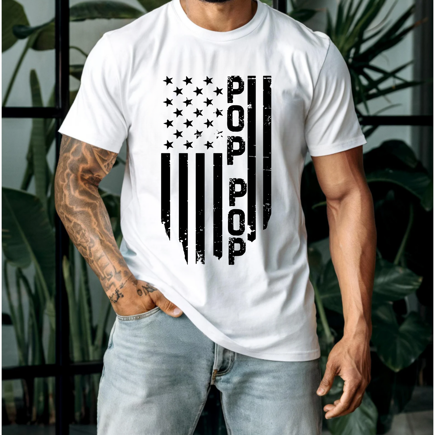 T-shirt - Patriotic Pop Pop and American Flag Design