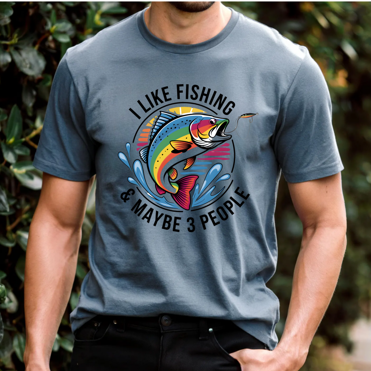 Fishing Lover Unisex Tee - 'I like fishing and about 3 people'