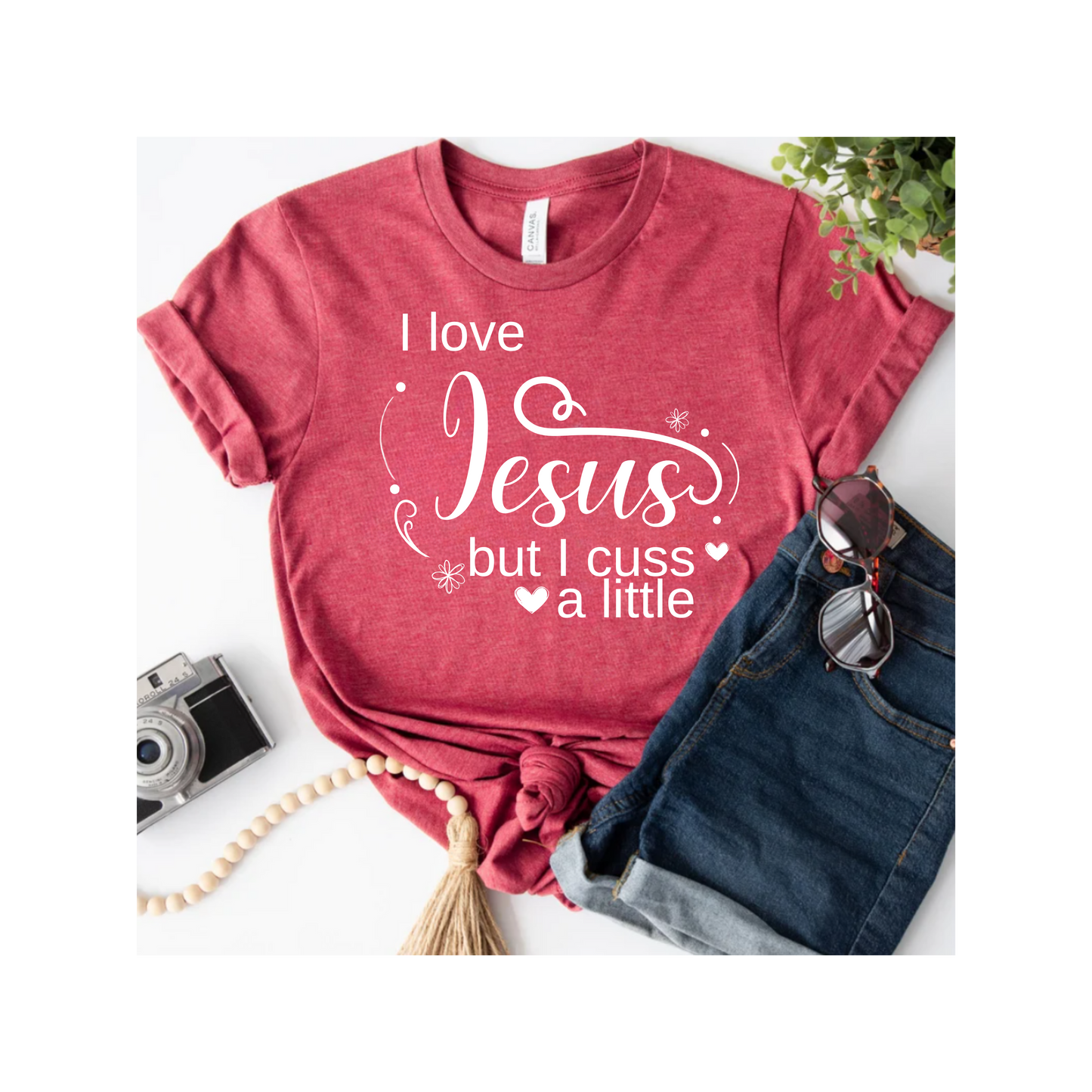 Christian Unisex Tee - I Love Jesus But I Cuss a Little Tee