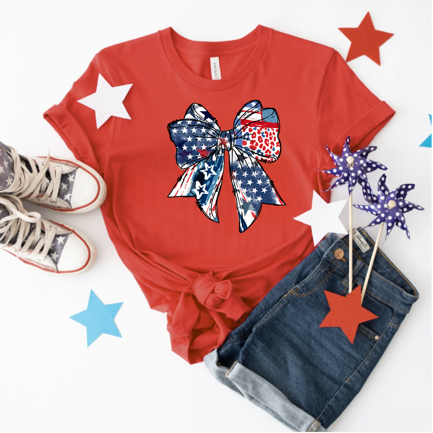 Patriotic Tee with Coquette Bow