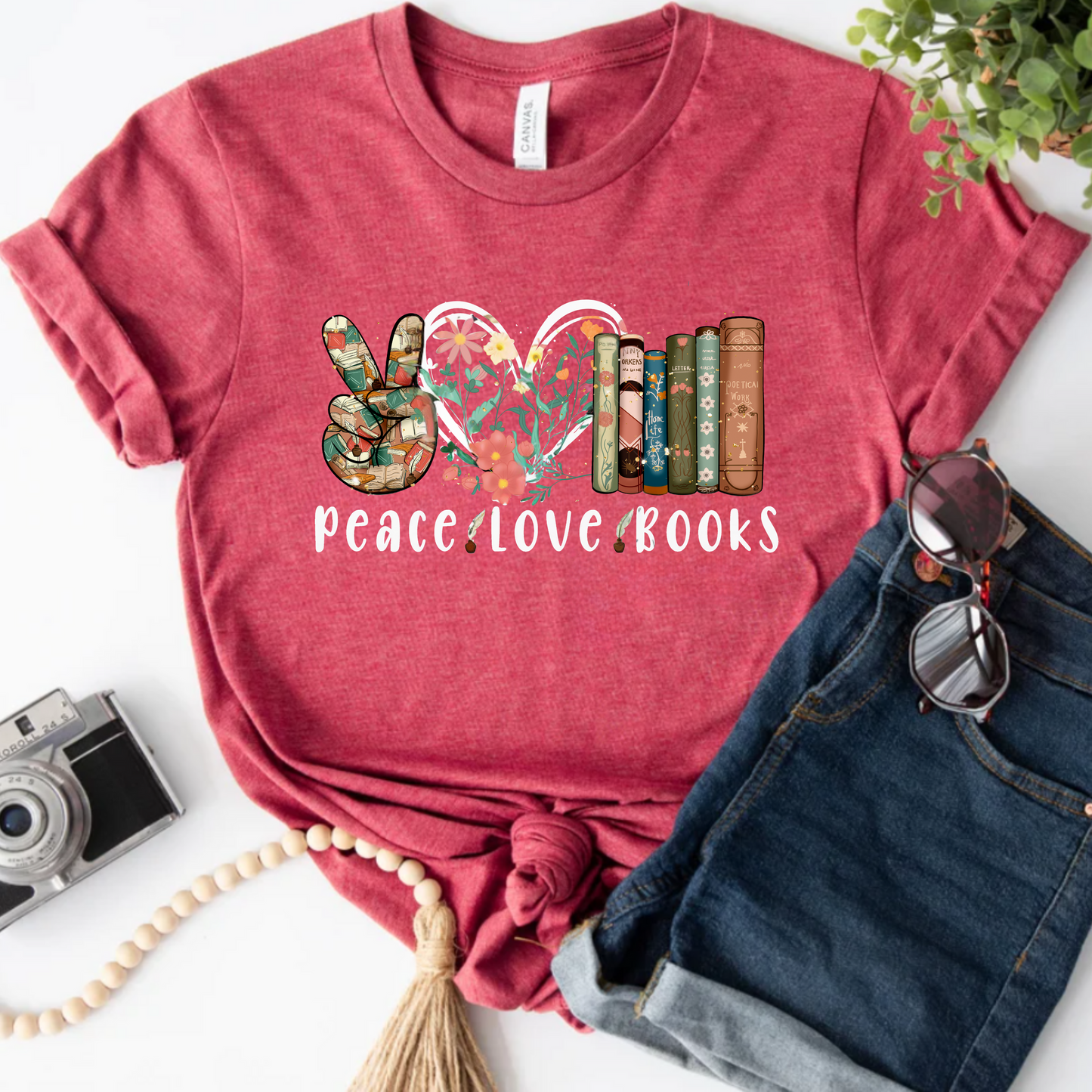 Peace Love Books Unisex Tee