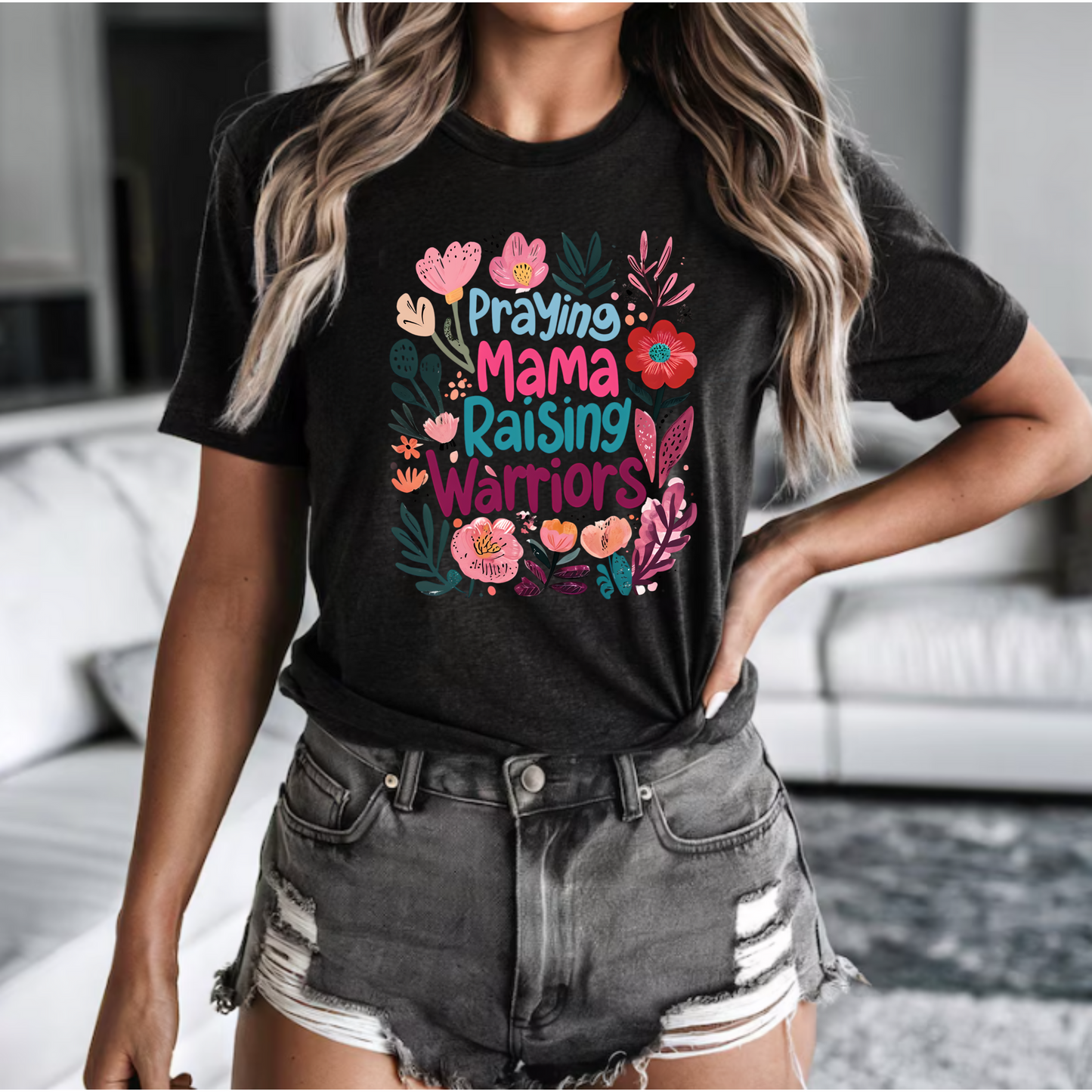 Praying mama raising warriors png digital download