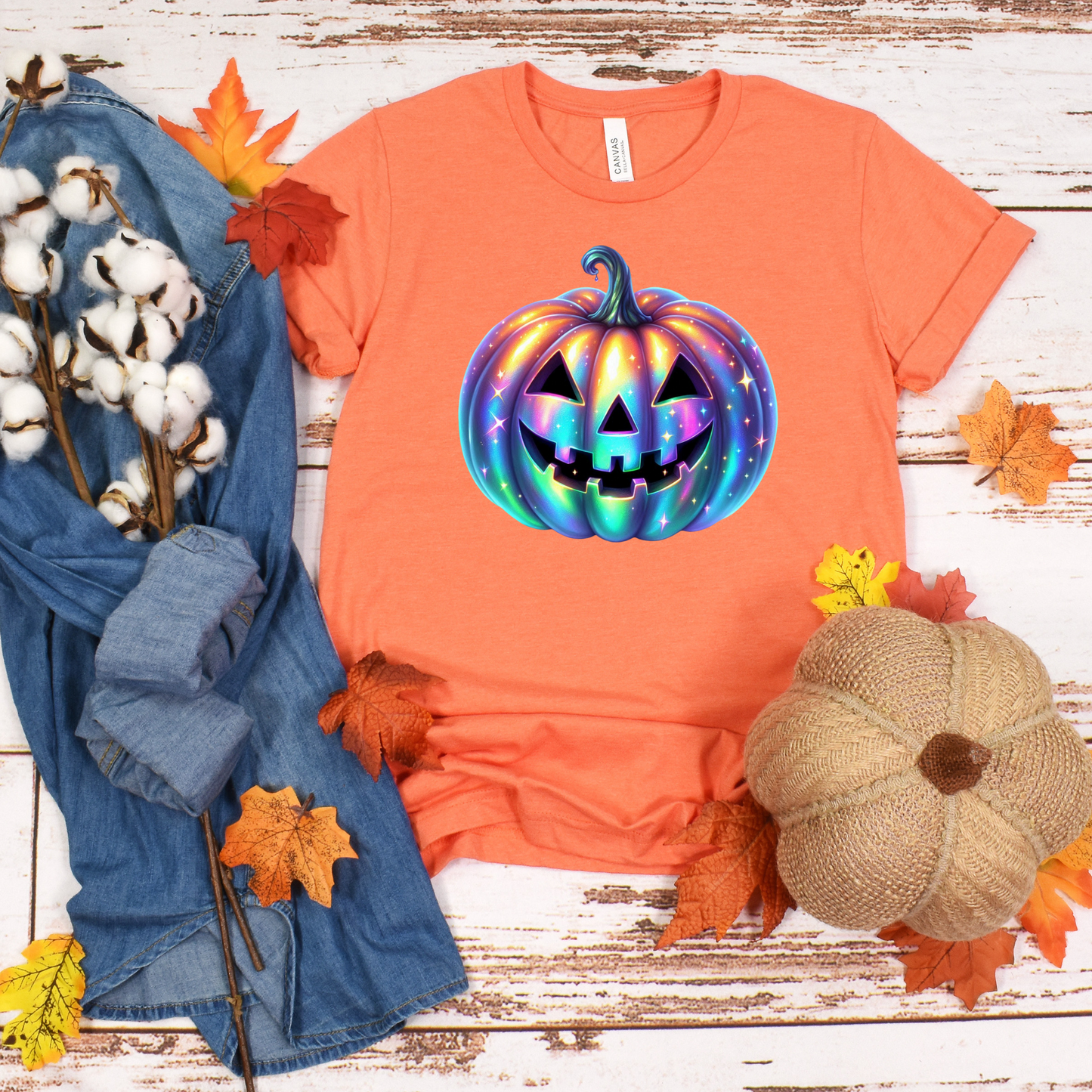 Unisex T-Shirt with Iridescent Pumpkin Design