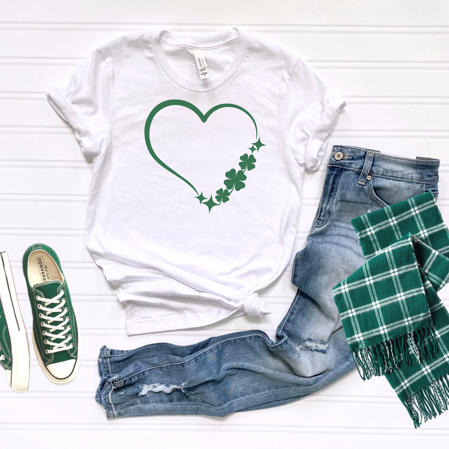 St Patrick's Day Unisex Tee with Shamrock Heart Design
