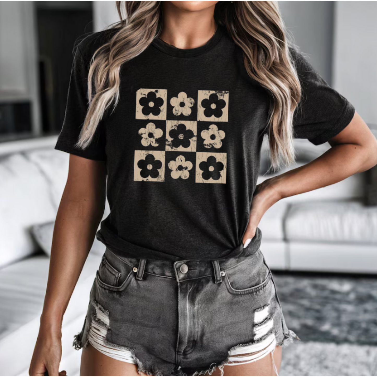 Floral Checkered Tee