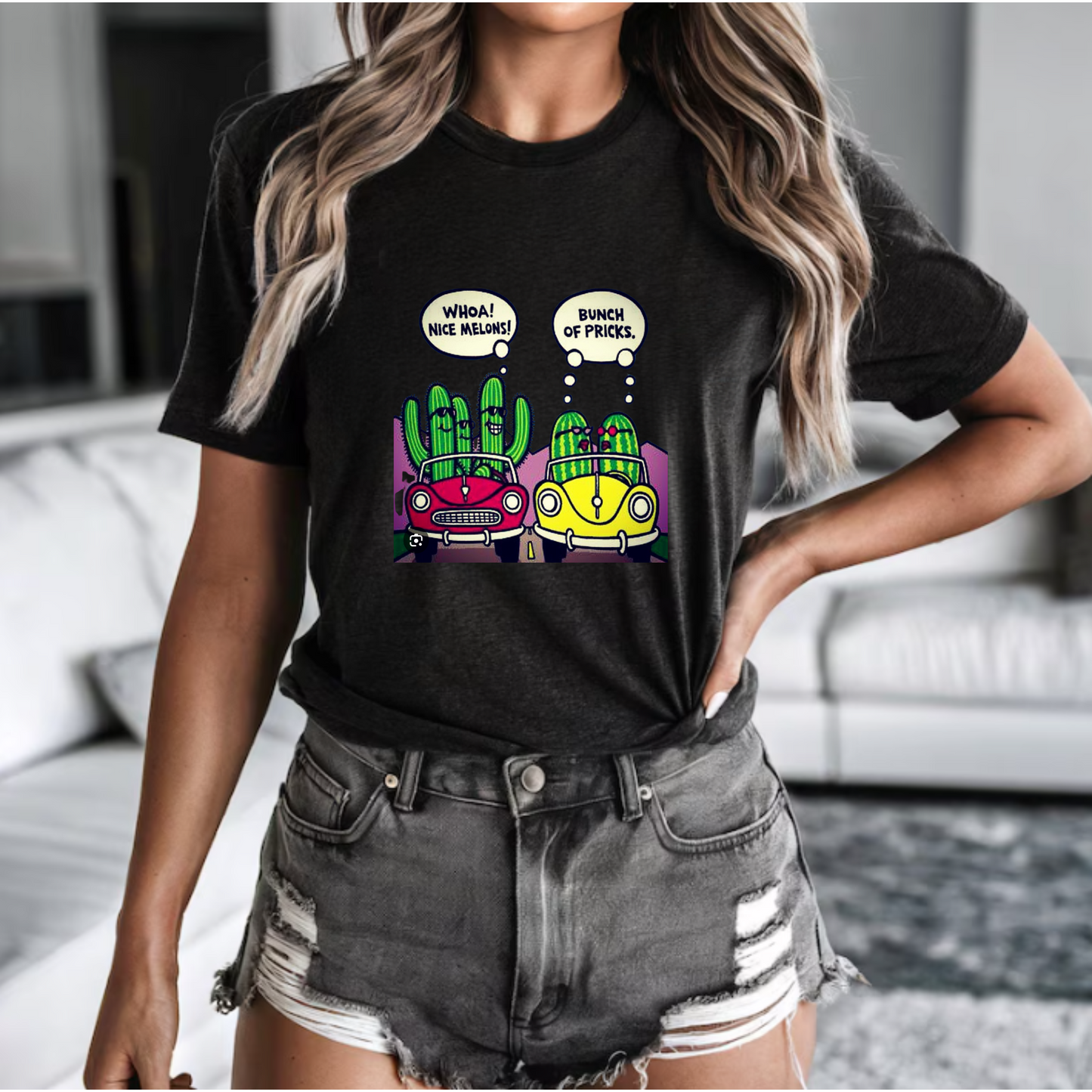 Funny Unisex Tee - Nice Melons Bunch of Pricks Design