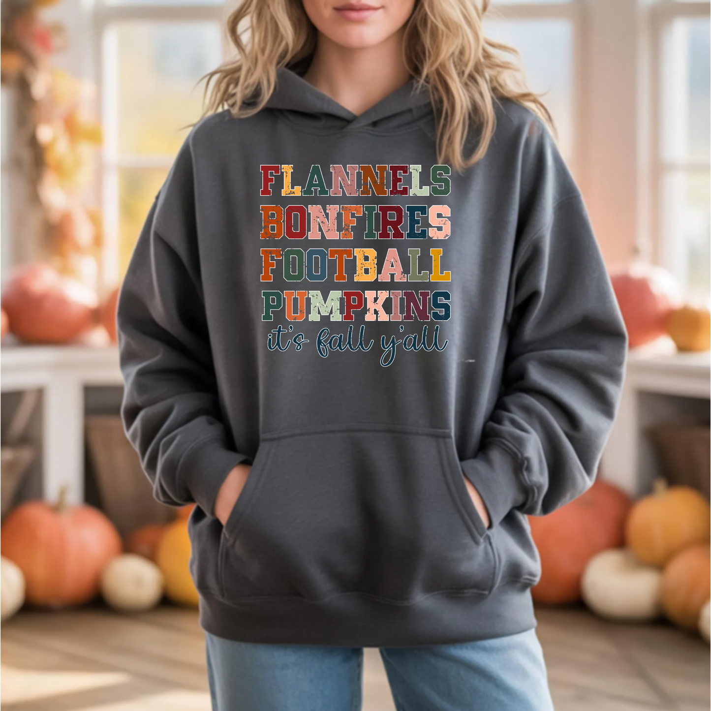Fall Vibes Hoodie - Flannels, Bonfires, Football, Pumpkins