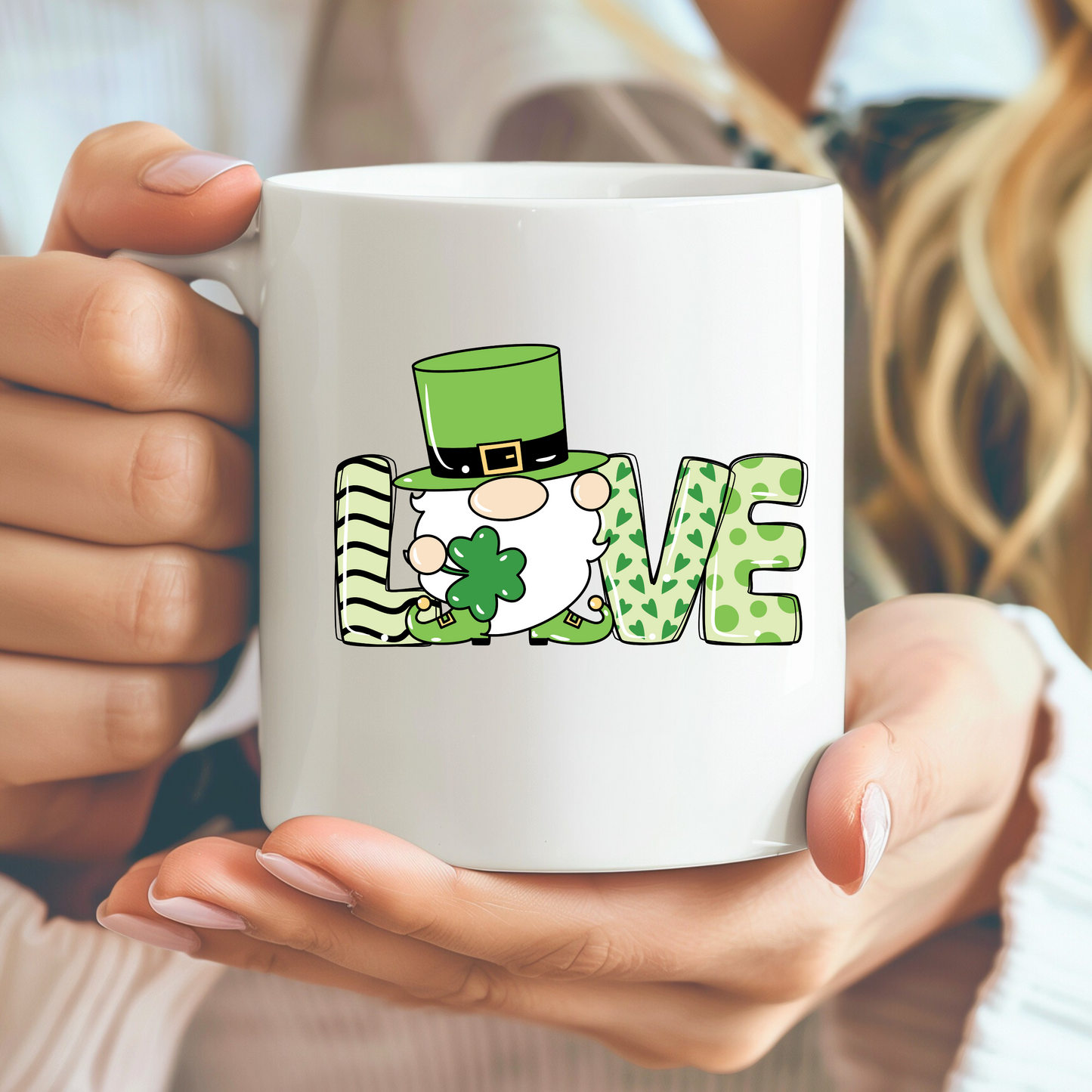 "Love" with a gnome for St. Patrick's Day png