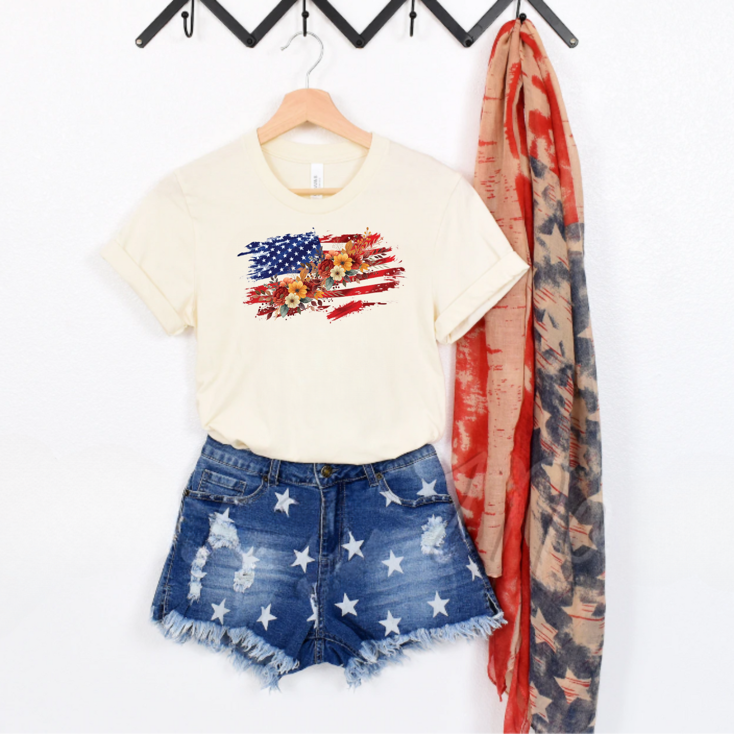 Floral USA Flag Tee