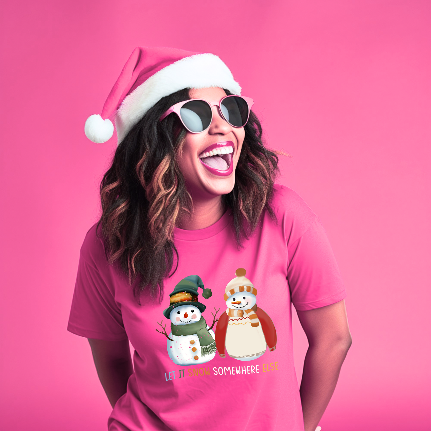 Snowman Unisex T-Shirt - Let It Snow Somewhere Else Design