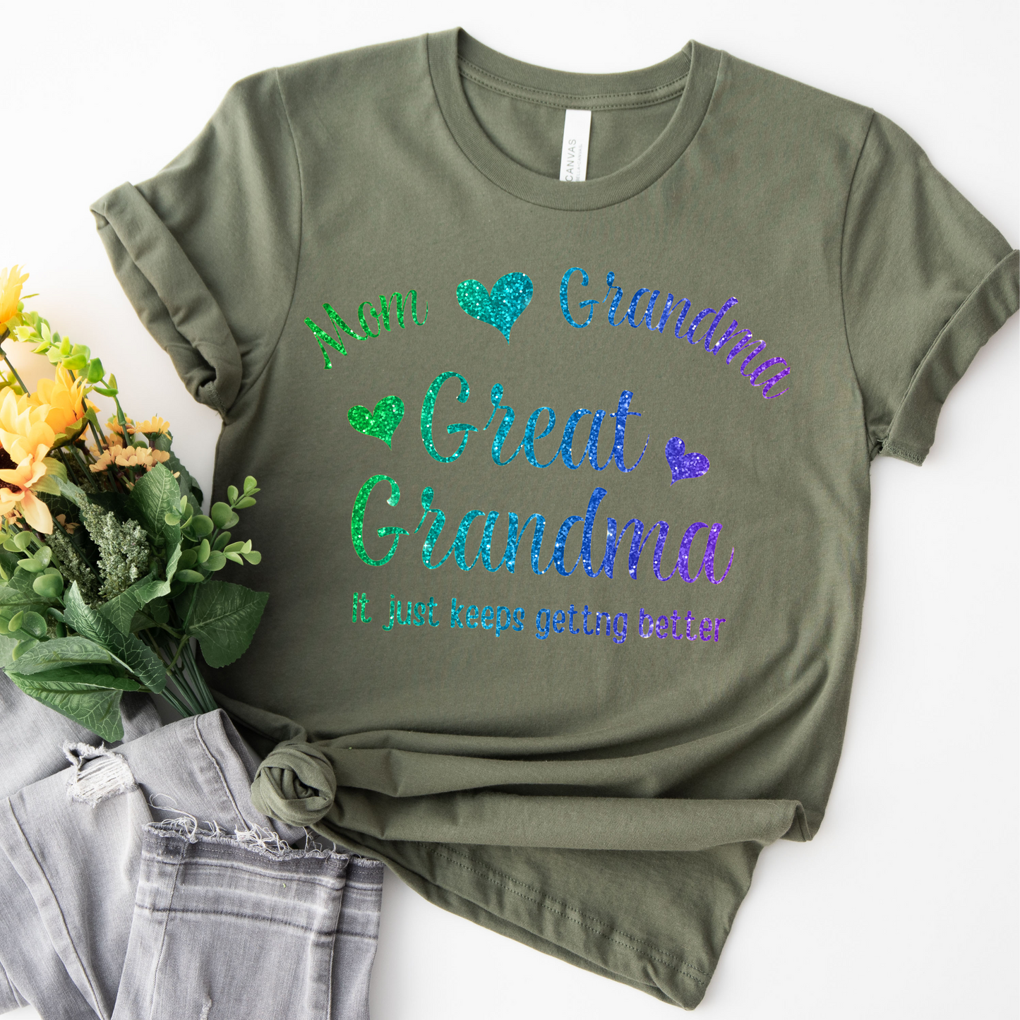 Family Generation Tee Shirt - Mom Grandma Great Grandma Gift
