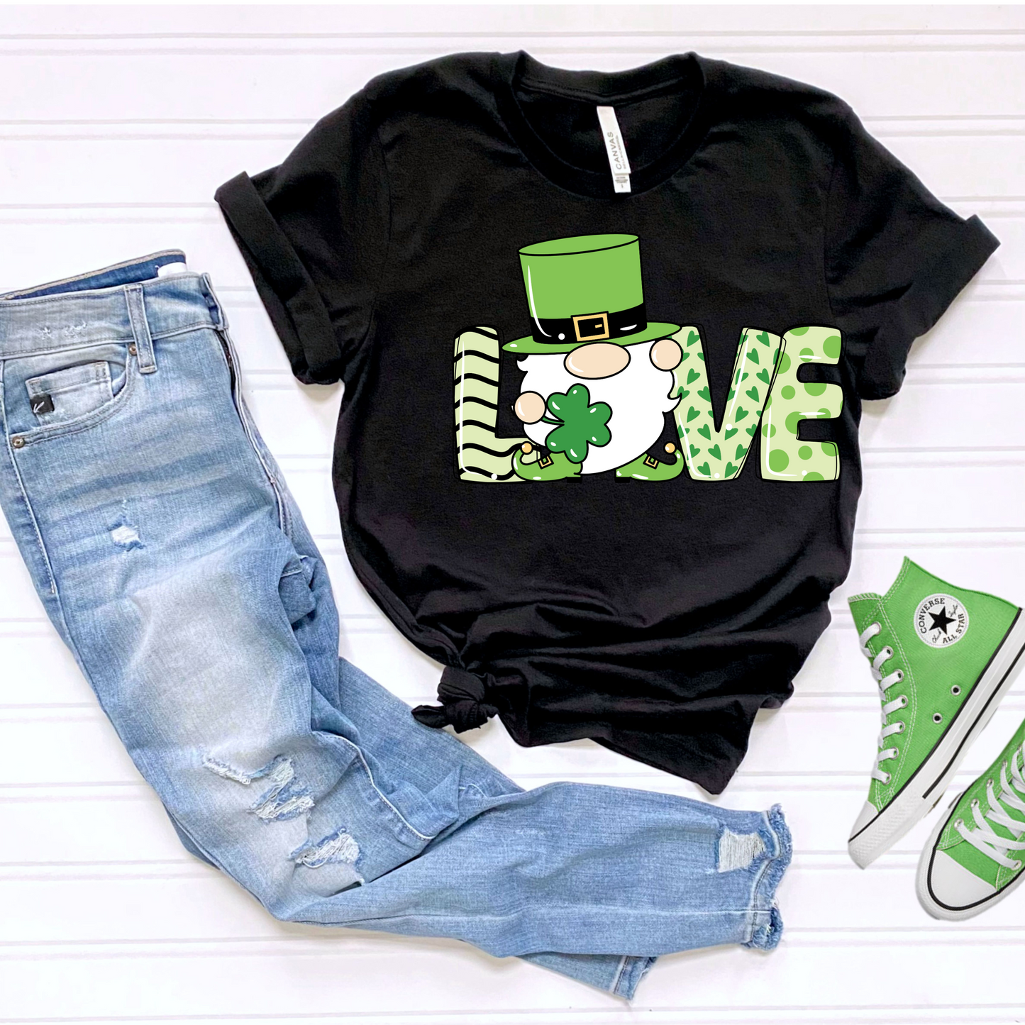 "Love" with a gnome for St. Patrick's Day png