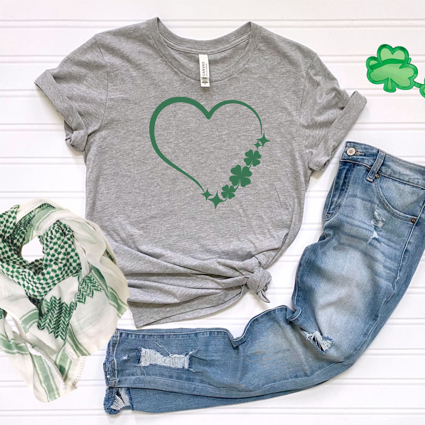 St Patrick's Day Unisex Tee with Shamrock Heart Design