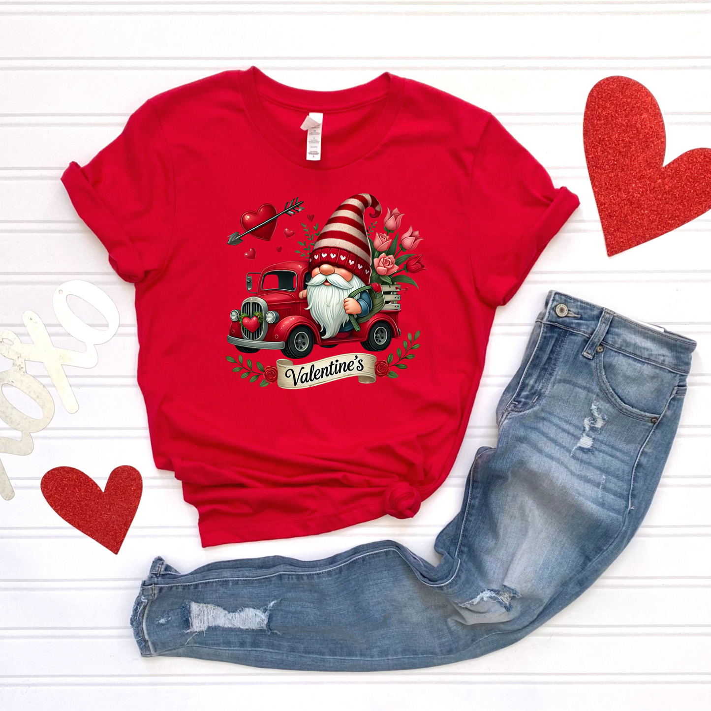 Valentines Day Farm Truck with Gnome