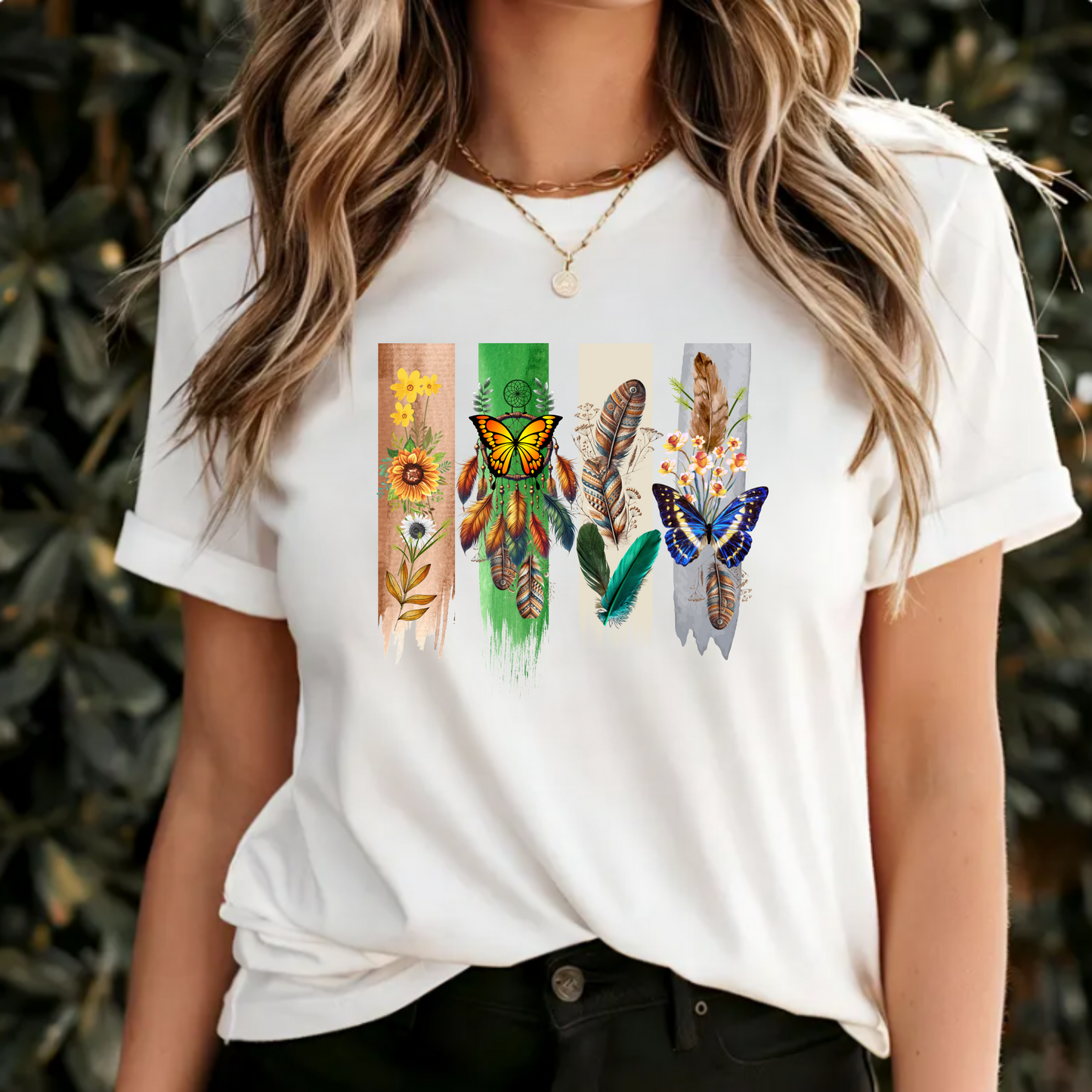 Boho Wildflower and Feather Unisex Tee