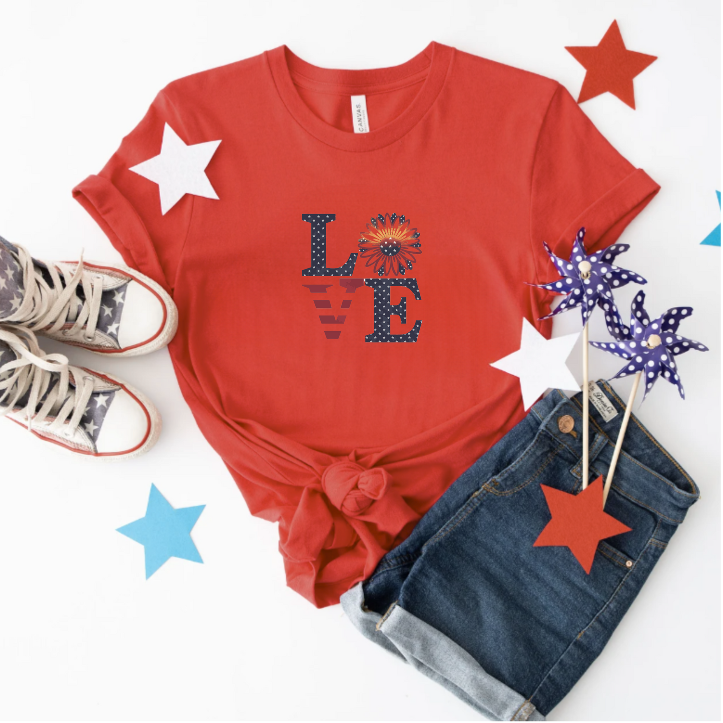 Floral Patriotic 'Love' Unisex Tee