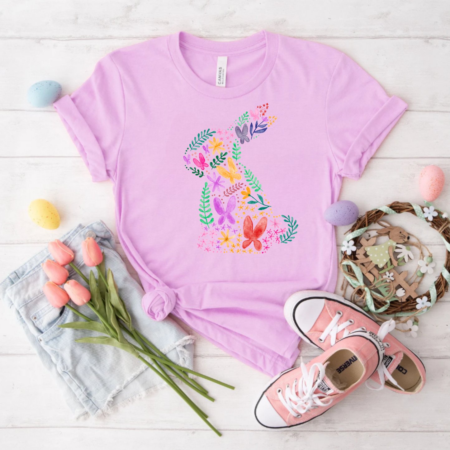 Floral Easter bunny png