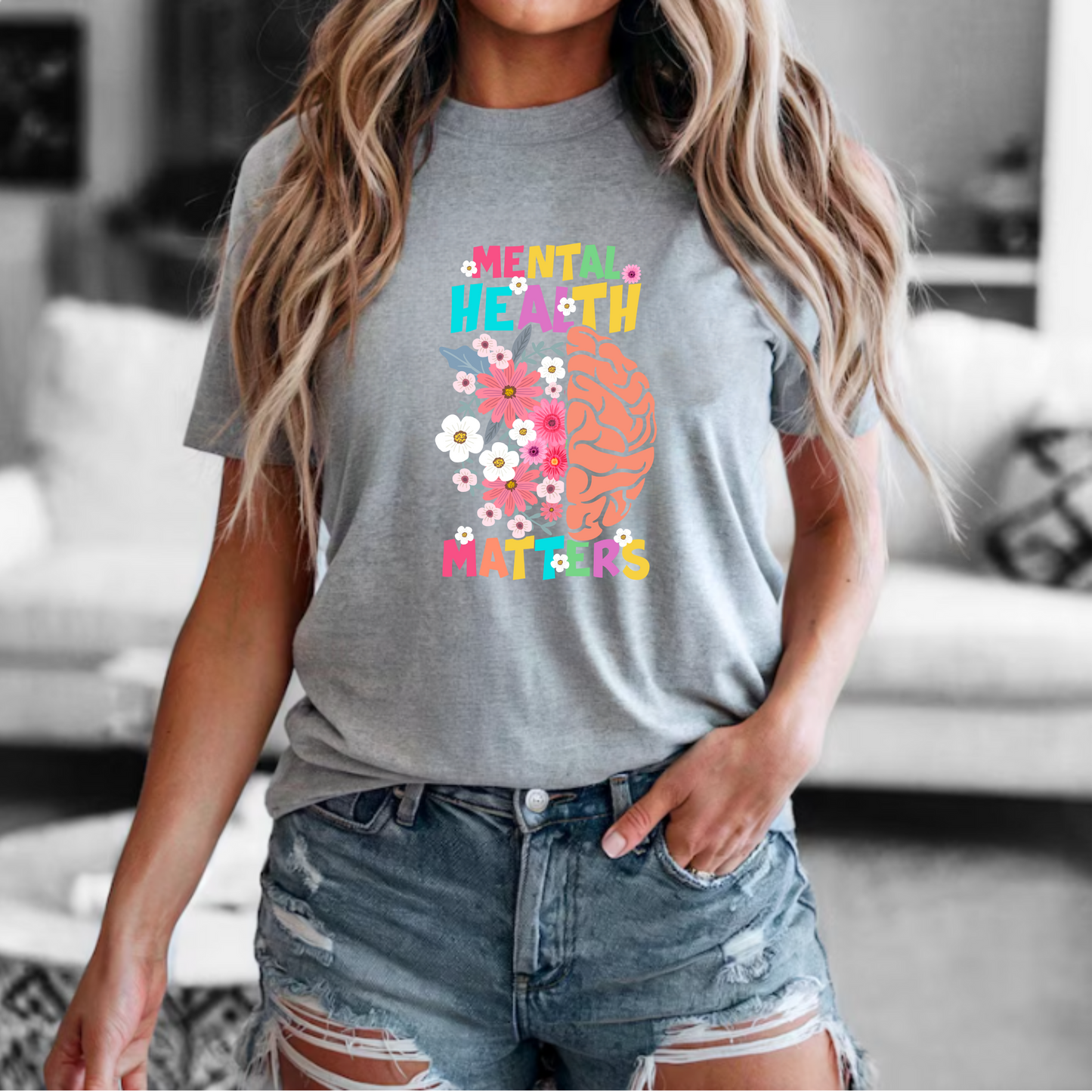 Floral Mental Health Matters Tee