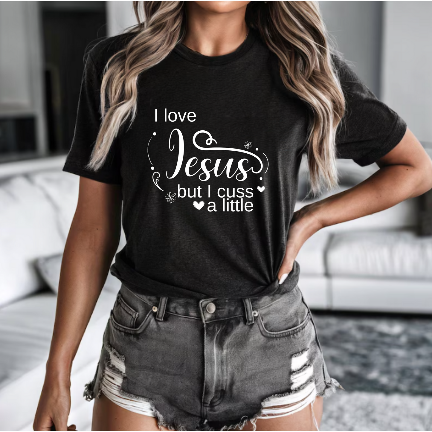 Christian Unisex Tee - I Love Jesus But I Cuss a Little Tee