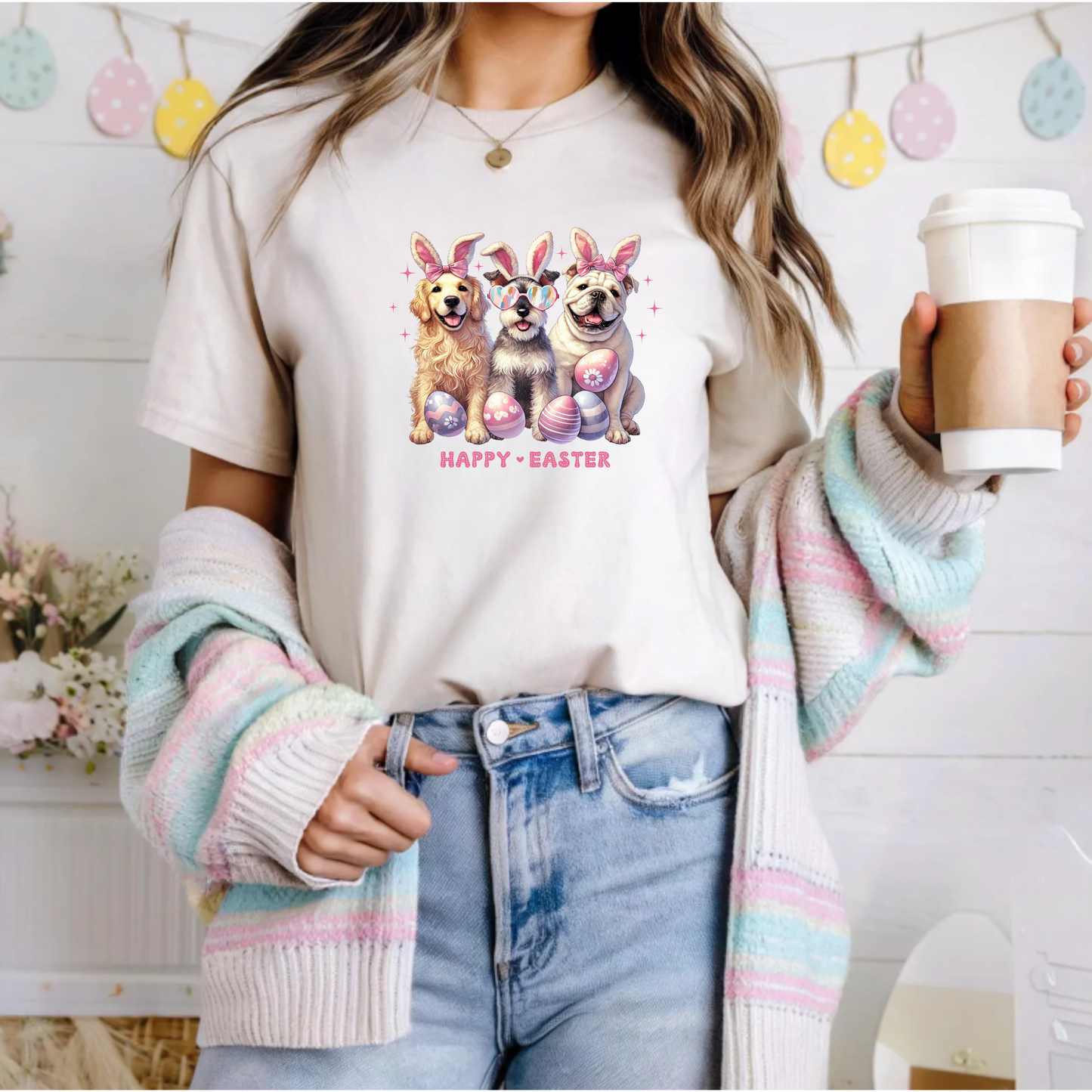 Dog Lover Unisex Tee - Happy Easter Dogs Design