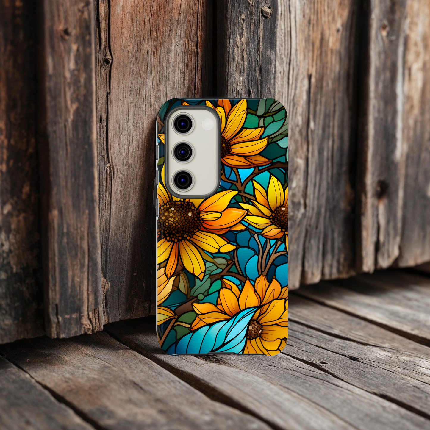 Phone Case - Sunflower Stained Glass Effect Tough Case