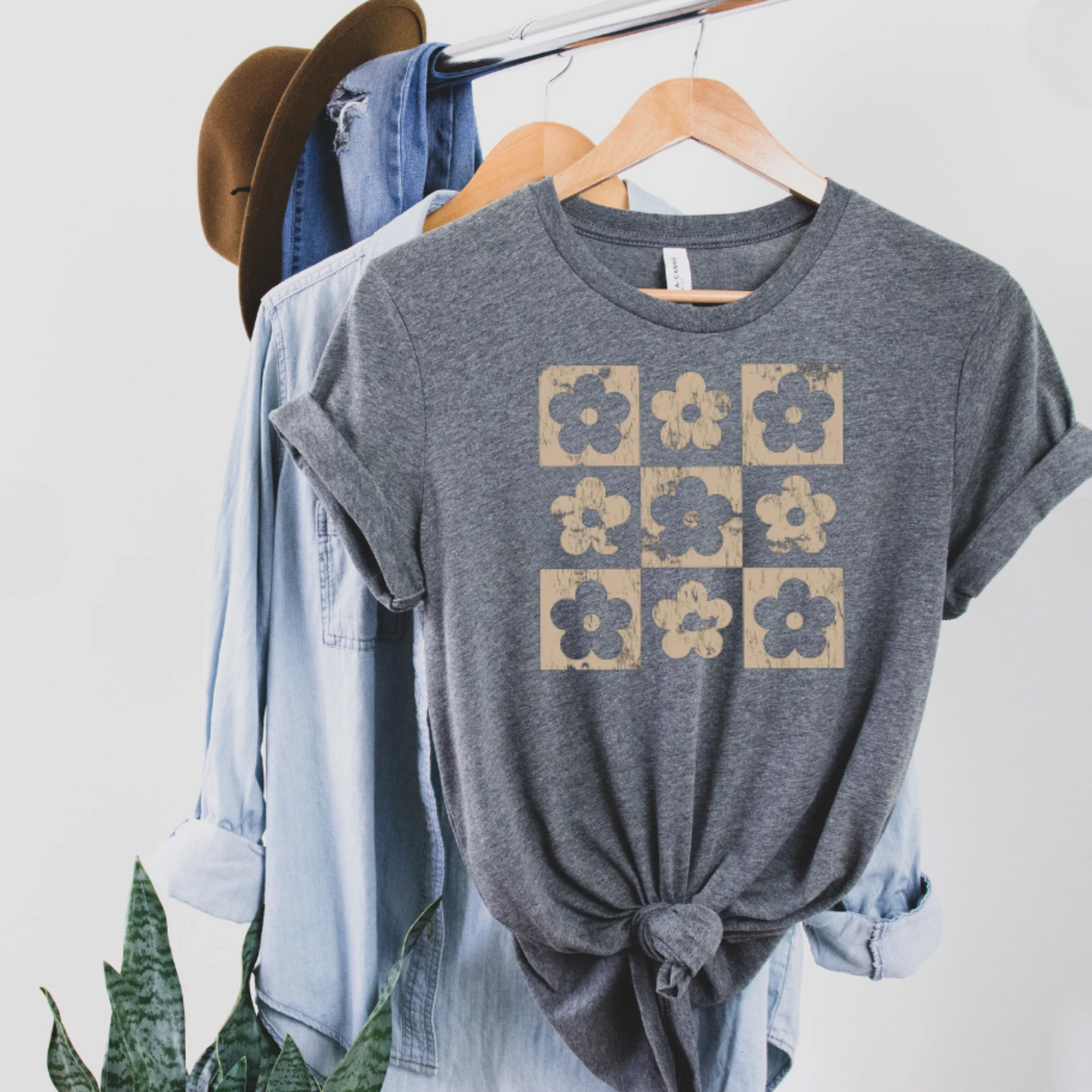 Floral Checkered Tee