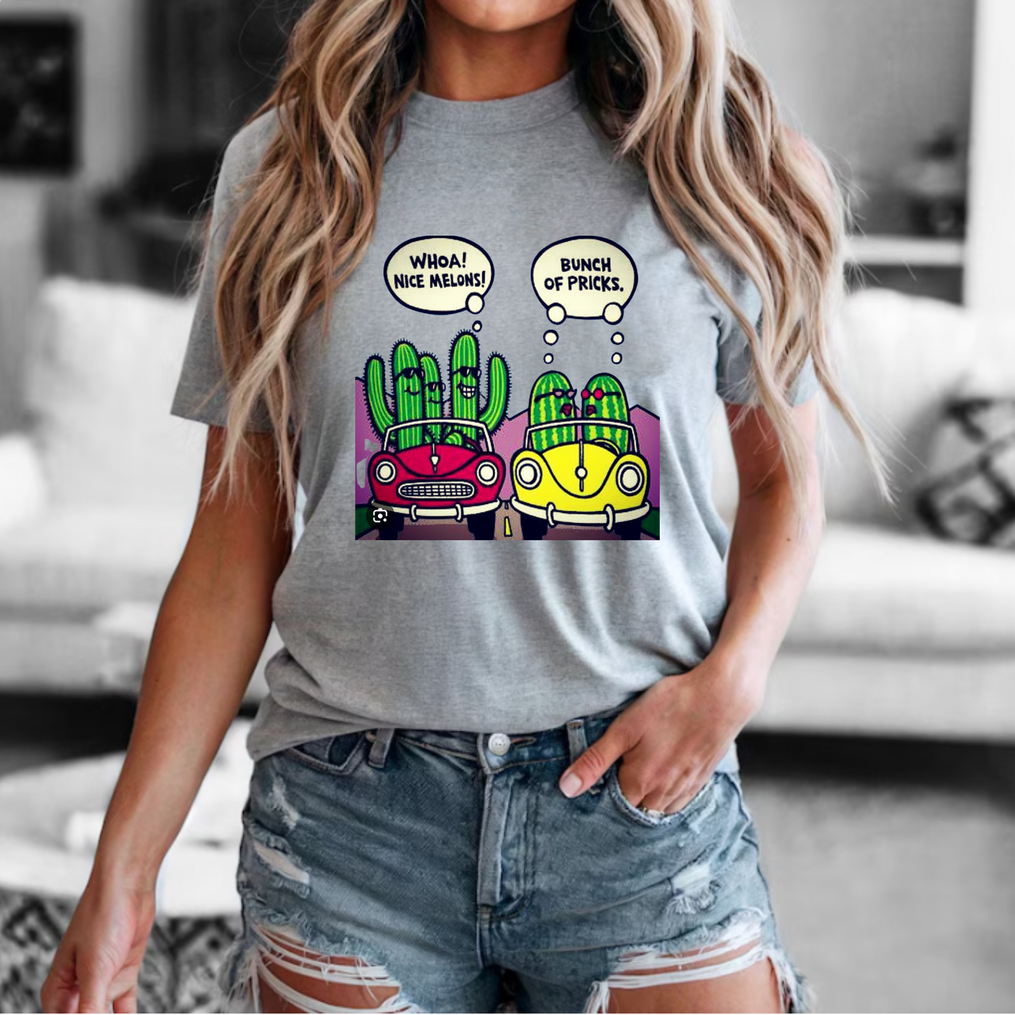 Funny Unisex Tee - Nice Melons Bunch of Pricks Design