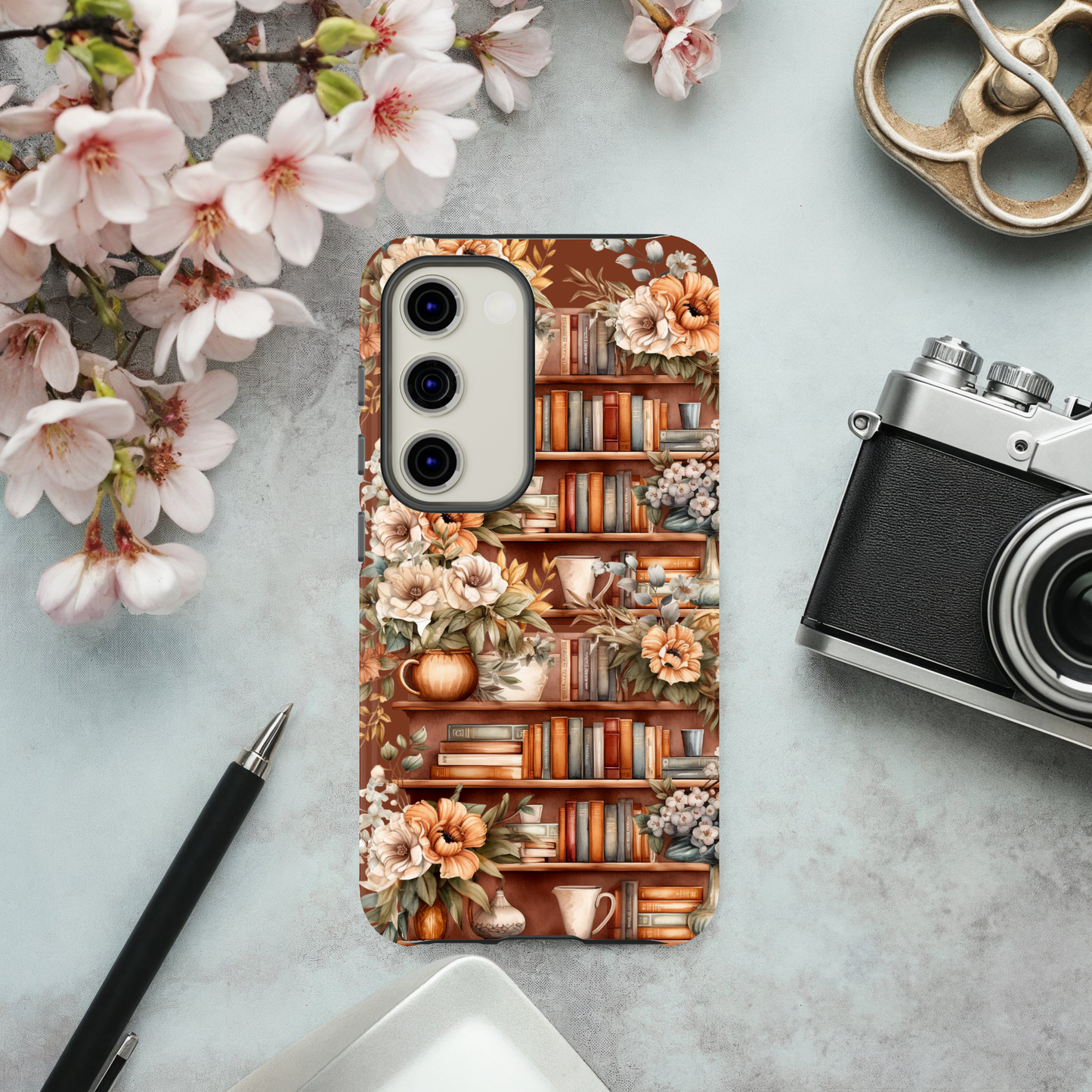 Floral bookshelf Phone Case