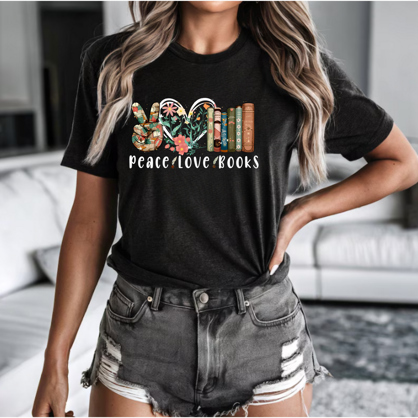 Peace Love Books Unisex Tee