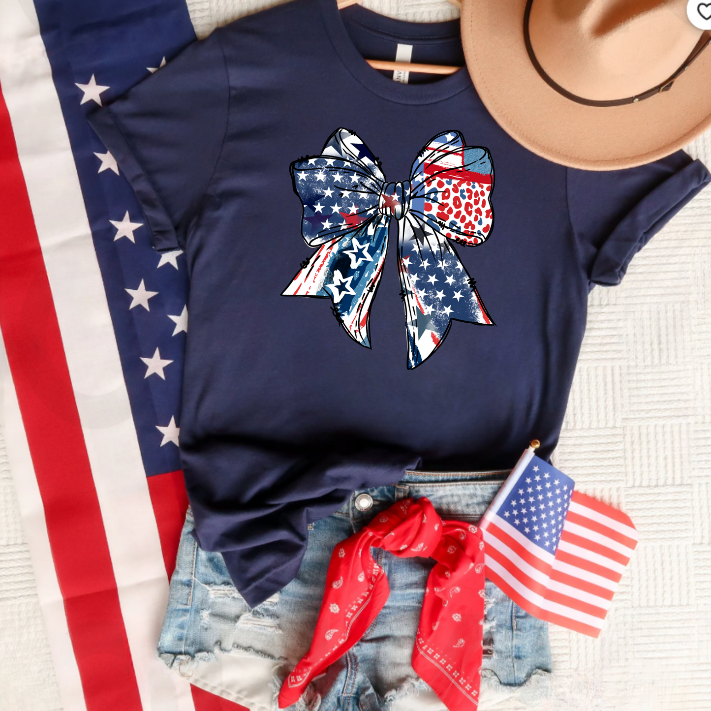 Patriotic Tee with Coquette Bow