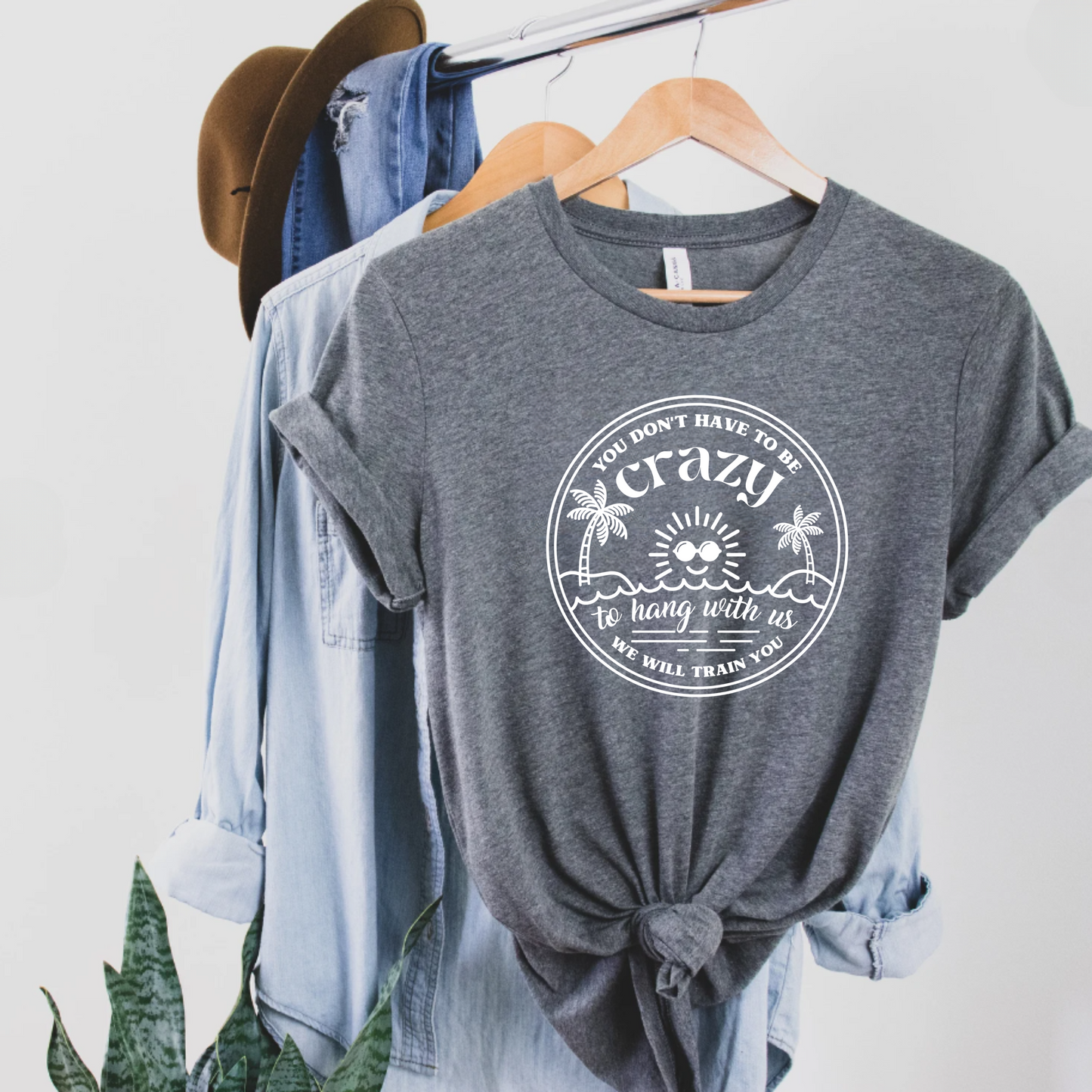 'You don't have to be crazy to hang with us, we will train you' tee