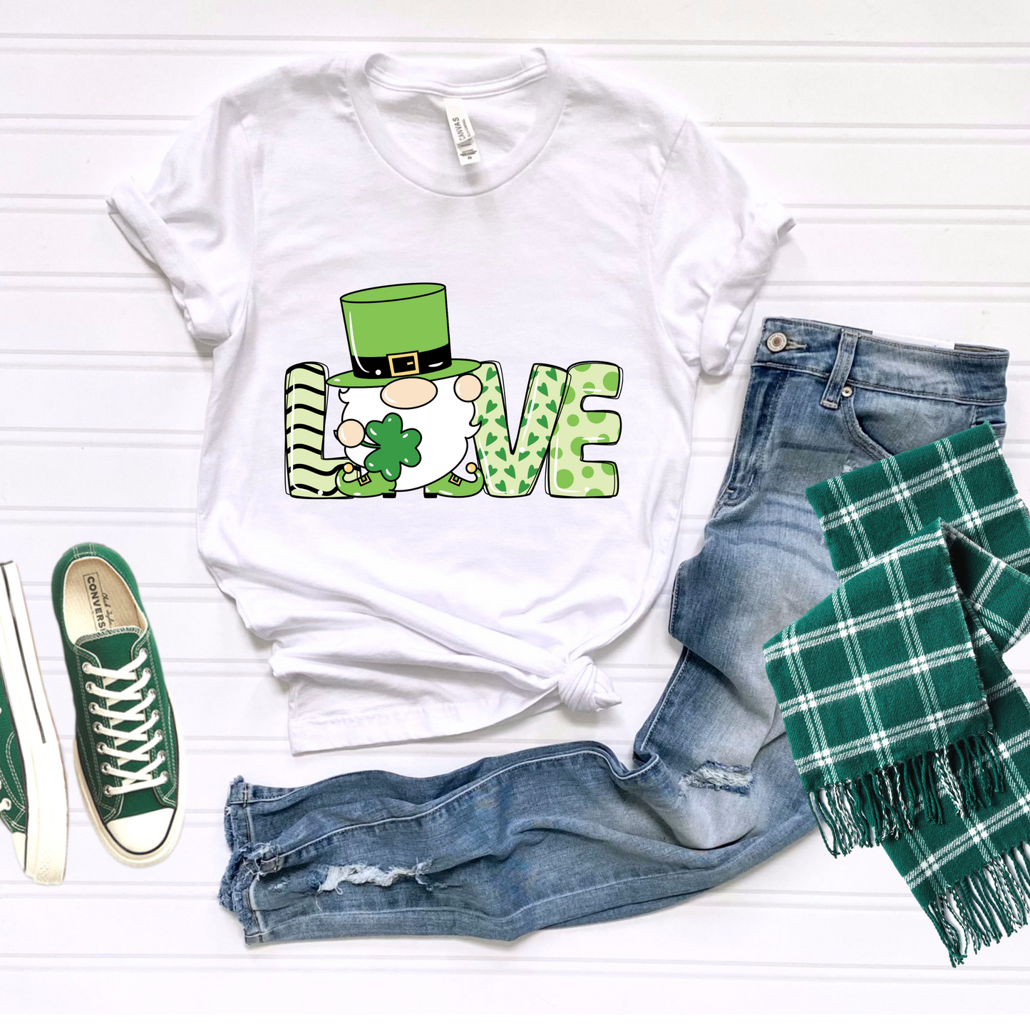 "Love" with a gnome for St. Patrick's Day png