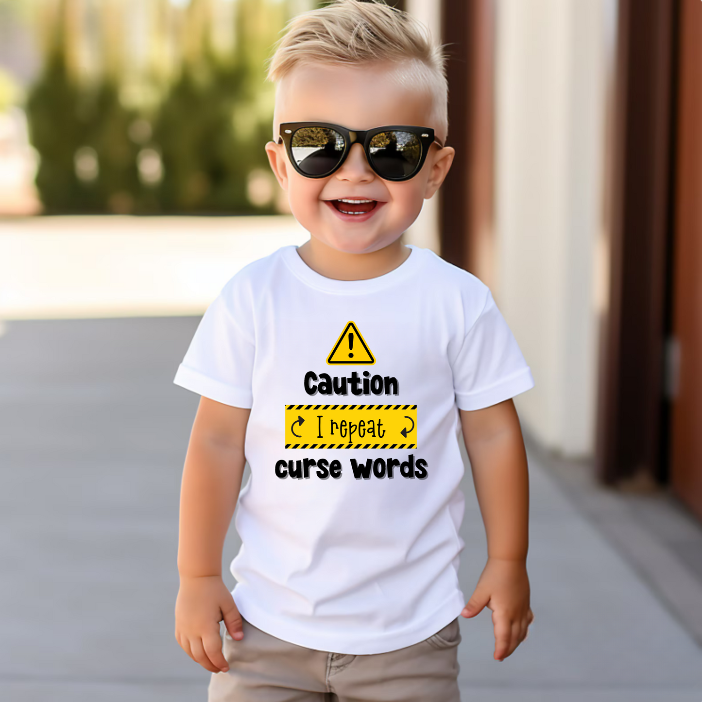Toddler Tee - Caution, I Repeat Curse Words Design