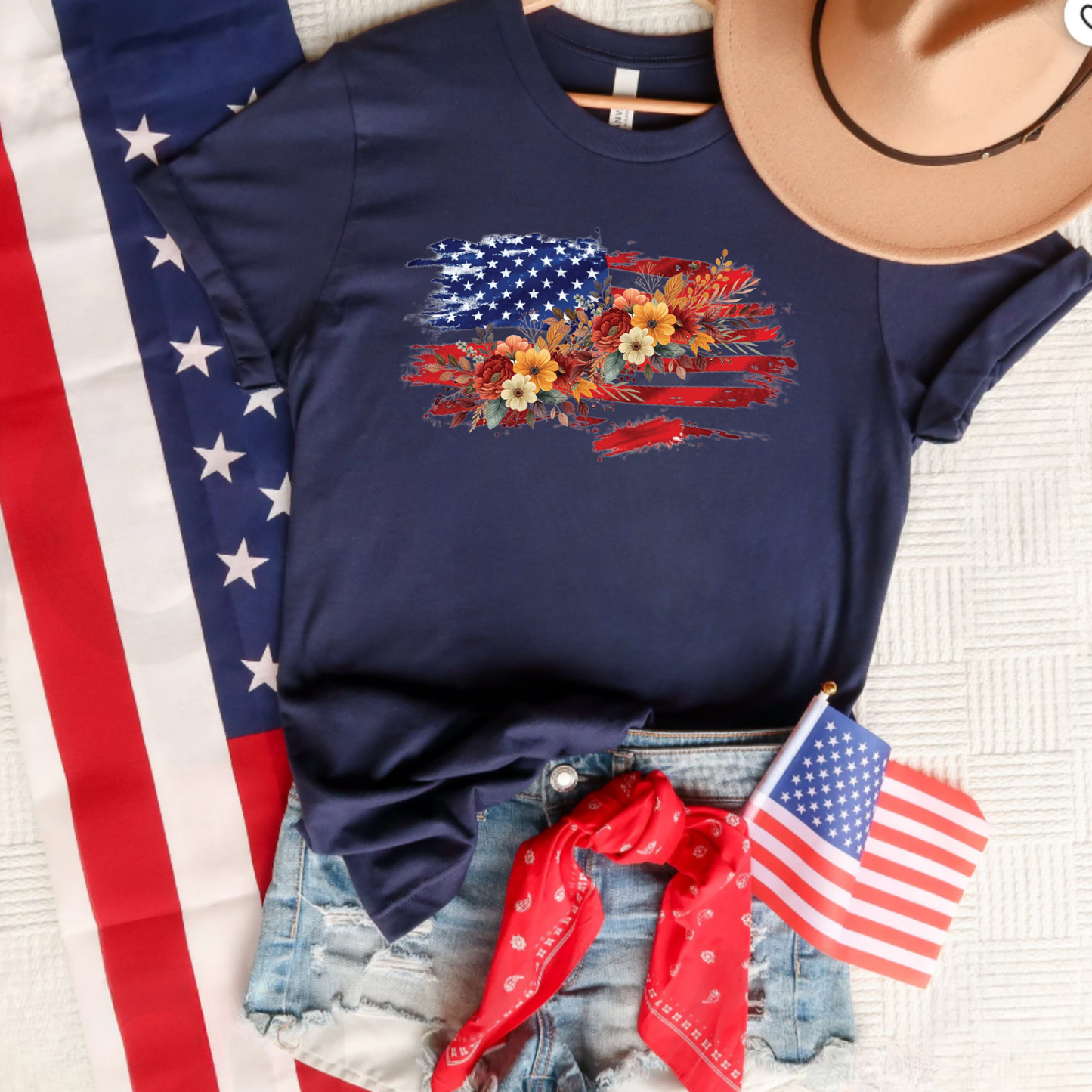 Floral USA Flag Tee