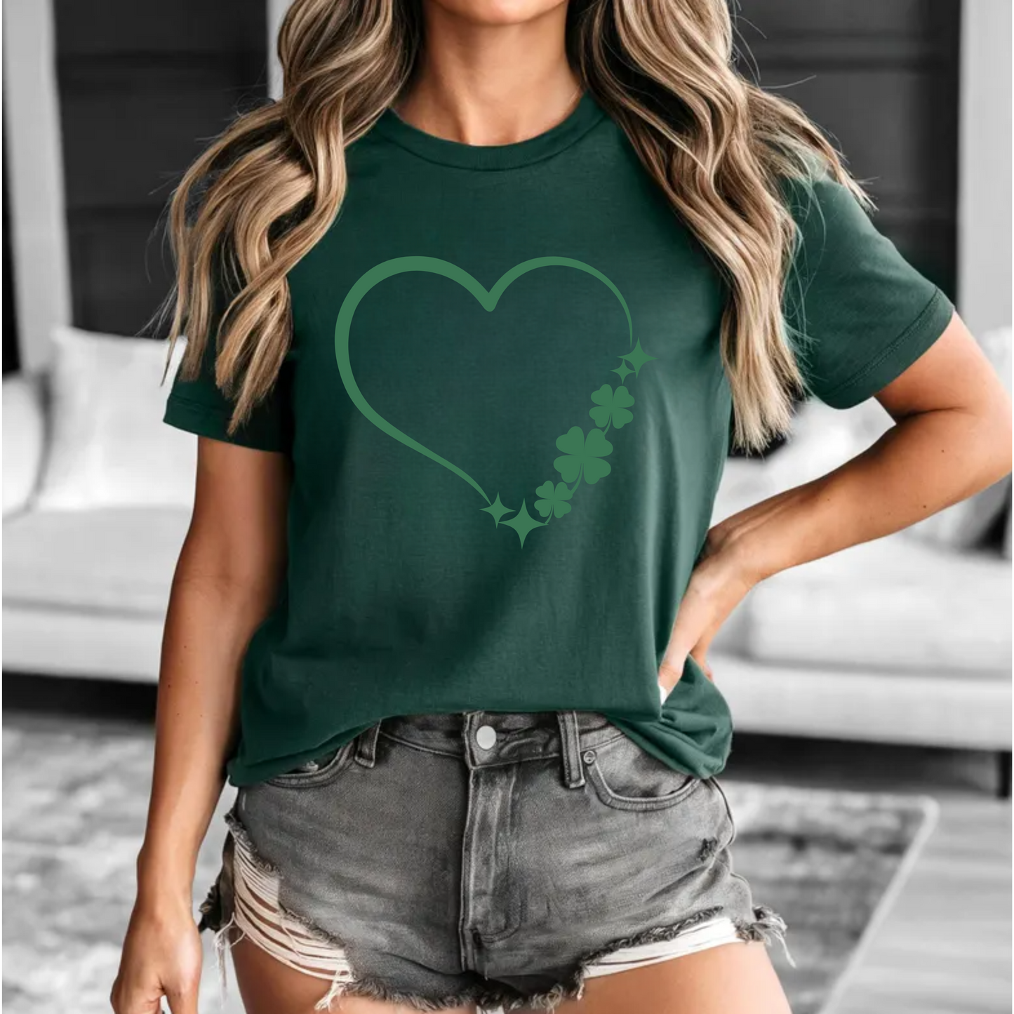 St Patrick's Day Unisex Tee with Shamrock Heart Design