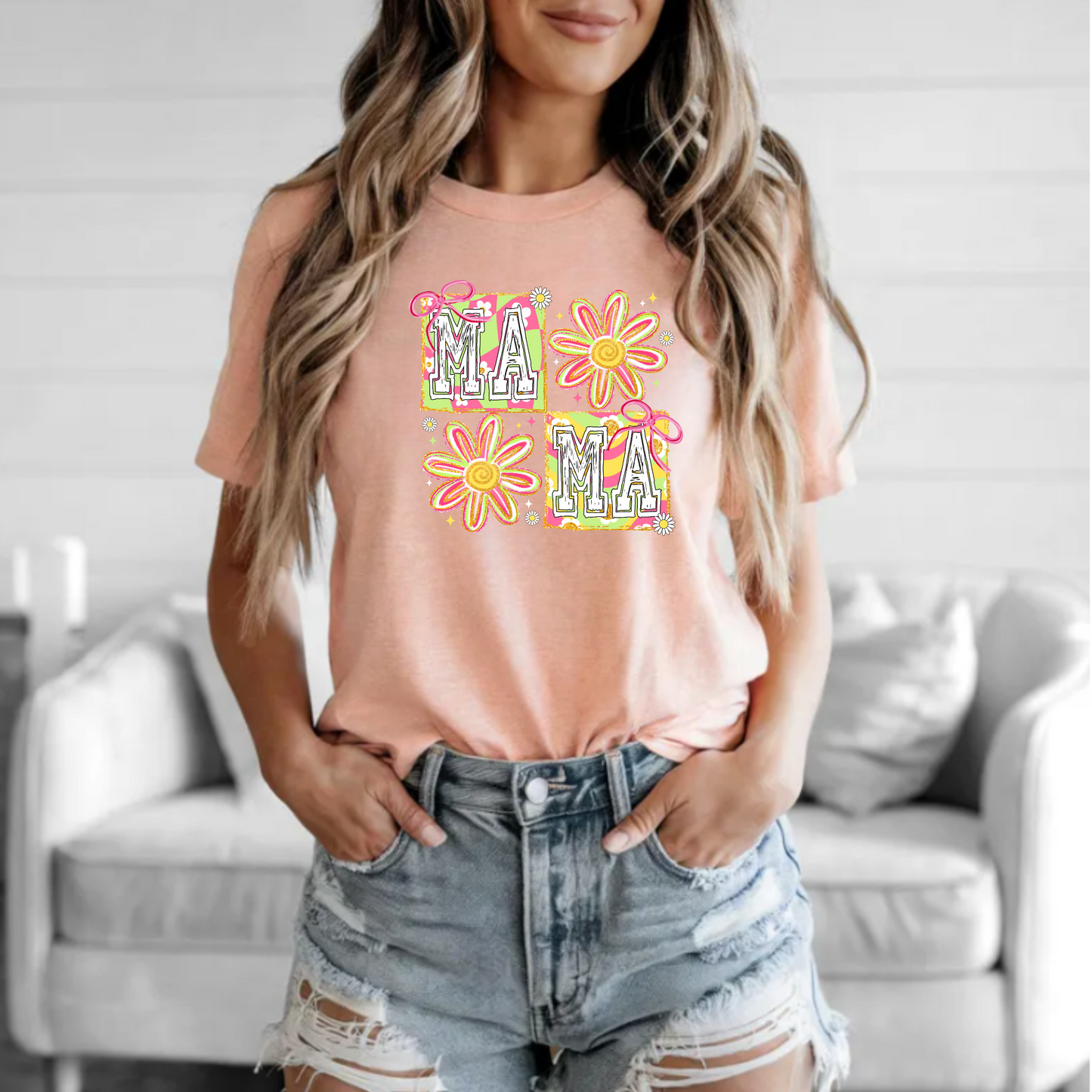 Floral retro Mama png