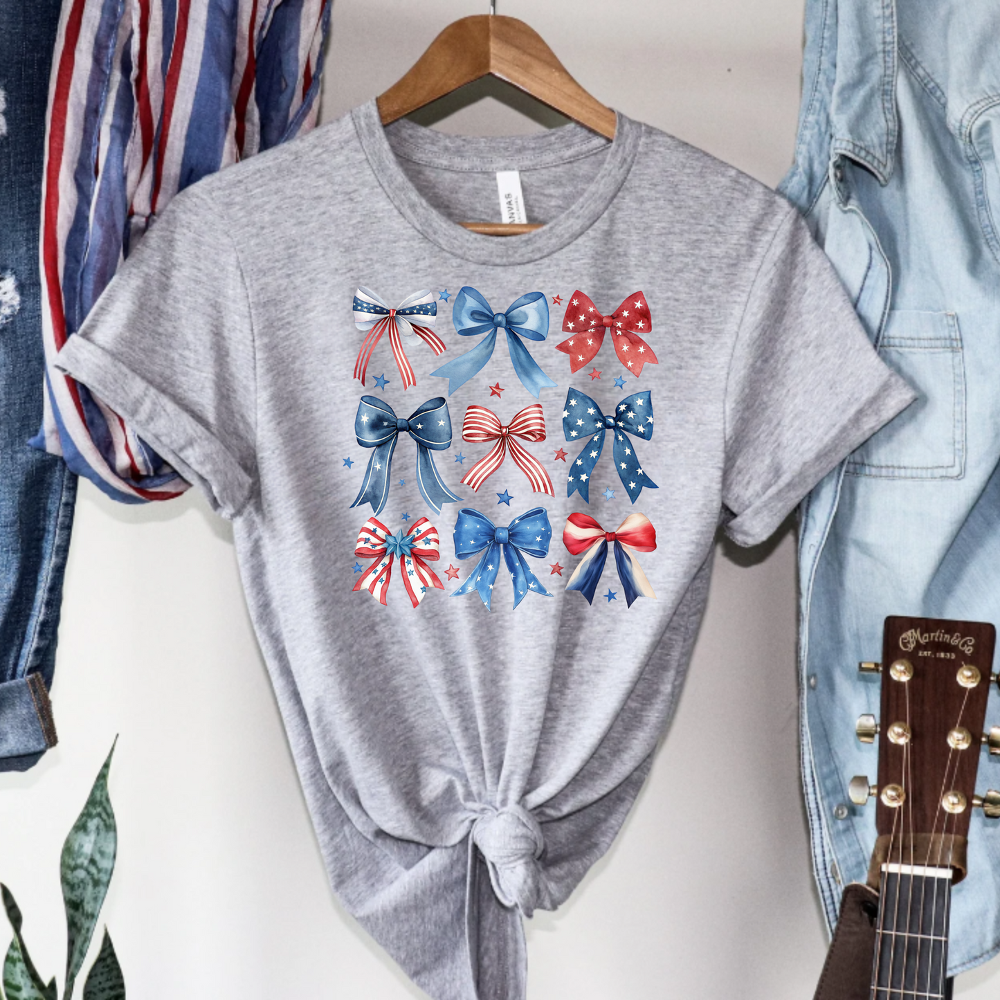T-Shirt Patriotic Bows Unisex Jersey Tee