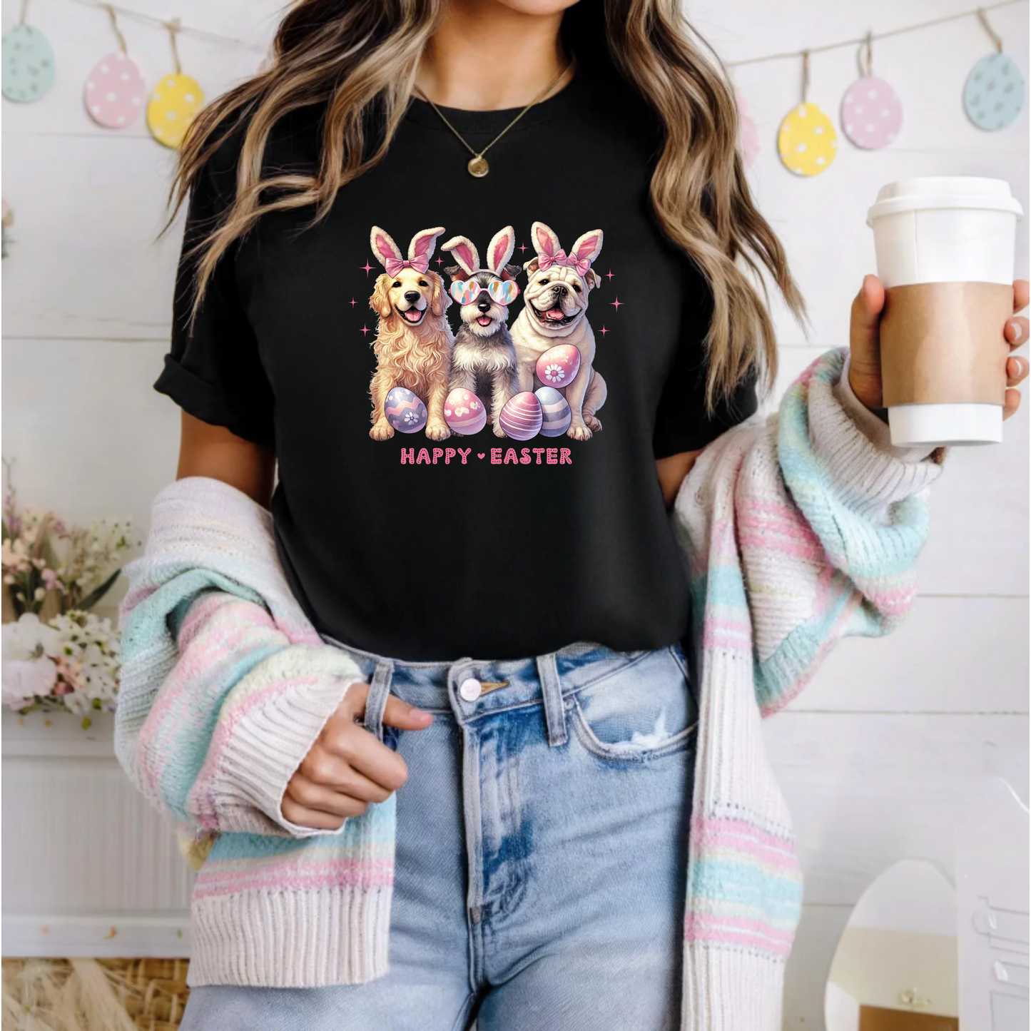 Dog Lover Unisex Tee - Happy Easter Dogs Design