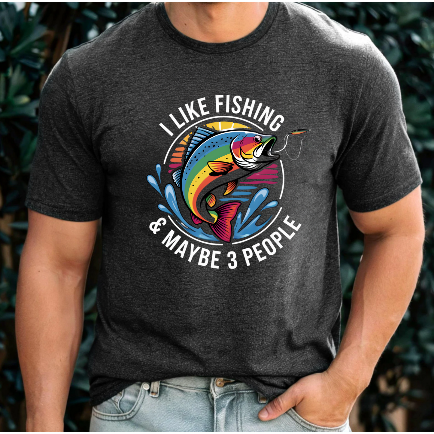 Fishing Lover Unisex Tee - 'I like fishing and about 3 people'