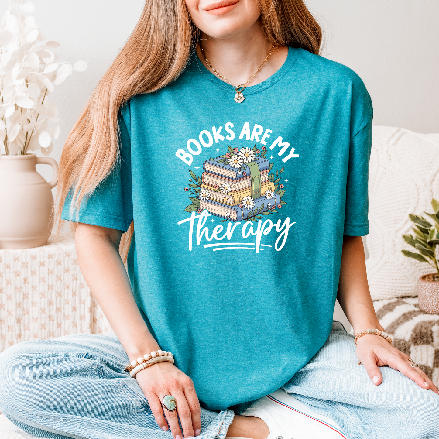 Book Lover Unisex Tee - Books are my therapy