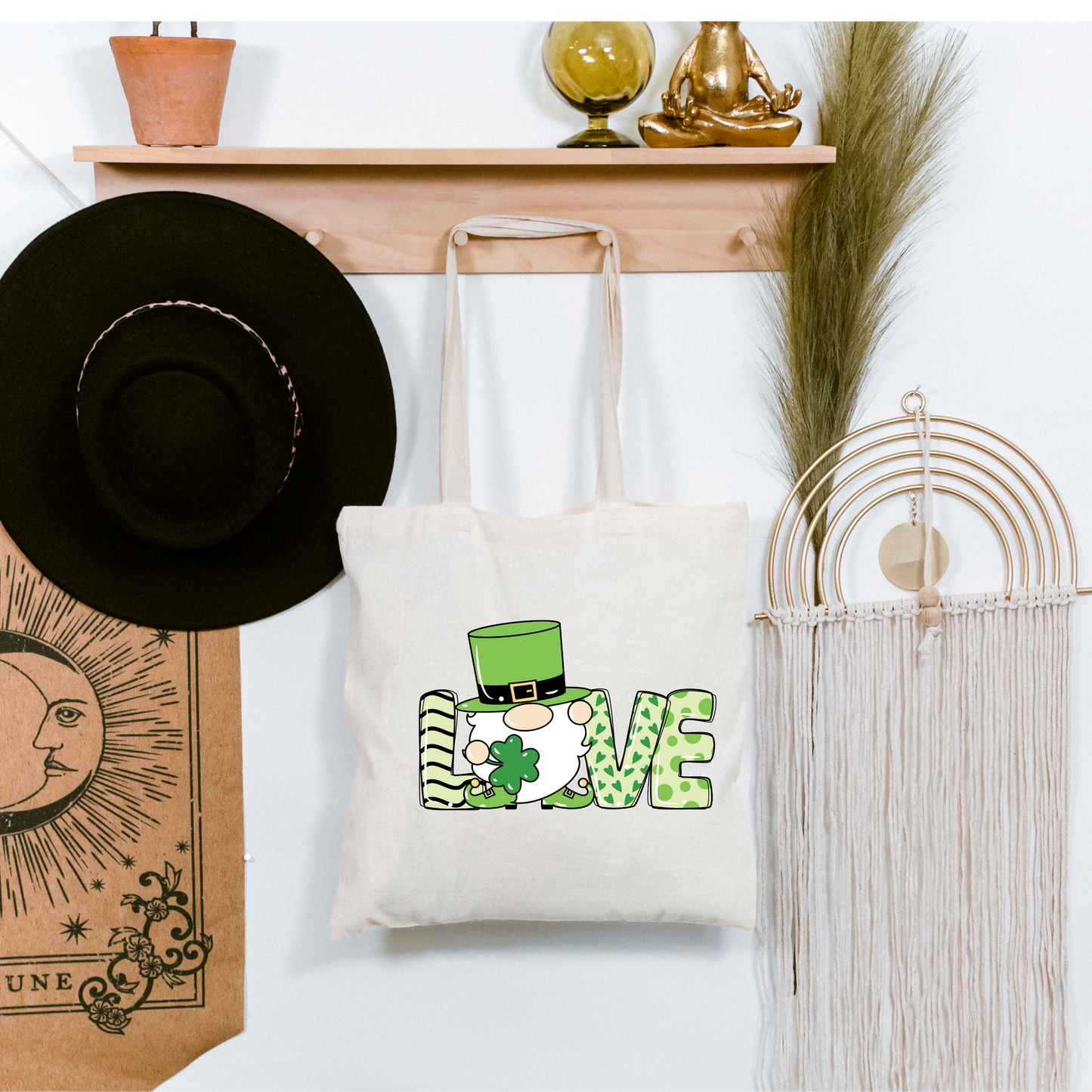 "Love" with a gnome for St. Patrick's Day png