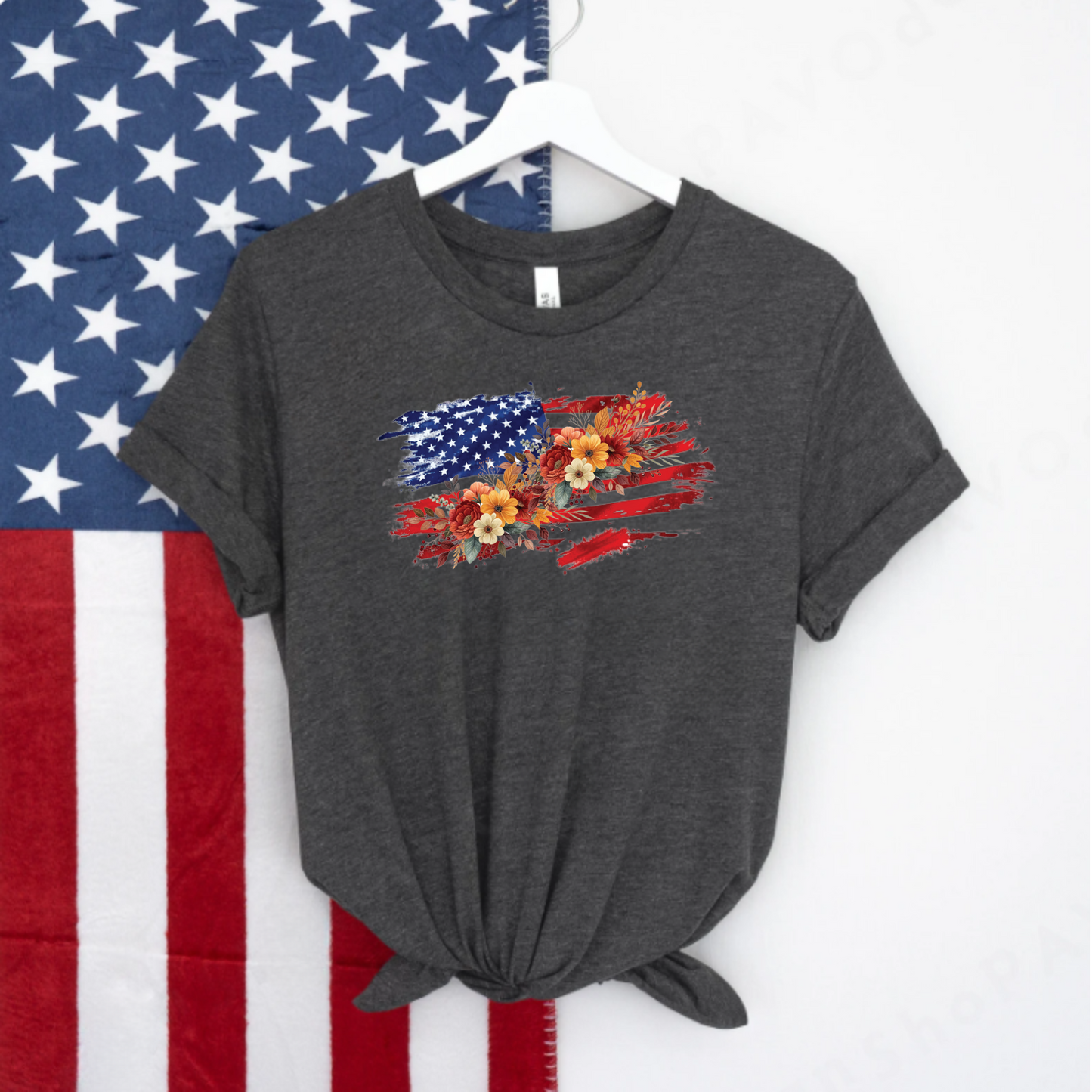 Floral USA Flag Tee
